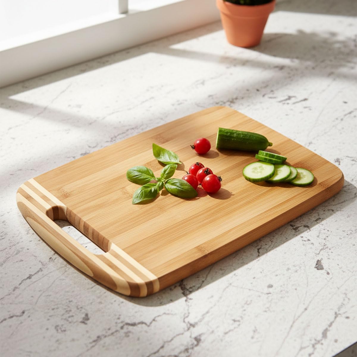 Alternative view of Bambu Kesme Tahtası Antibakteriel Yıkanabilir Doğrama Tahtası Dikdörtgen 34x24CM | Antibakteriyel ve Yıkanabilir Bambu Kesme Tahtası - Hijyenik ve Dayanıklı Doğrama İşleriniz için İdeal