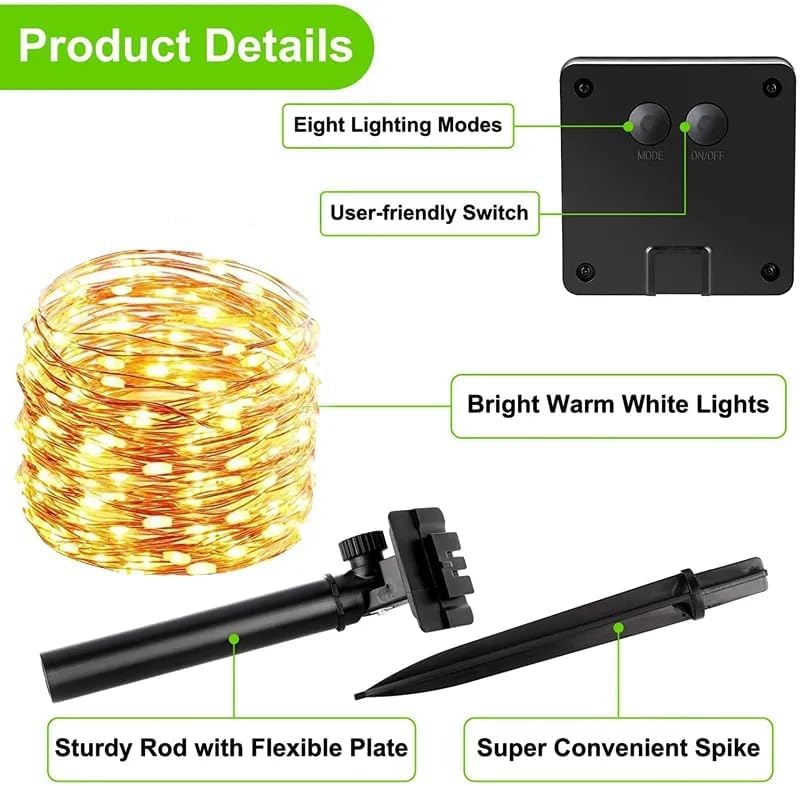 Alternative view of Ack Solar Güneş Enerjili Gün Işığı,100 Led, 10 Metre, 8 Modlu, Peri Led Bahçe, Veranda, Avlu, Balkon, Havuz Kenarı, Düğün, Parti, Peyzaj Aydınlatma Su Geçirmez Lamba
