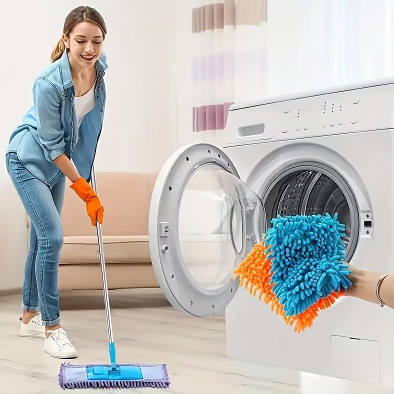 Alternative view of Makarna Mop Mikrofiber Paspas Yedeği, Evrensel Uyumlu Temizlik Başlığı, Döner Moplar İçin, Süper Emici, İz Tüy Bırakmayan Zemin Aparatı, Islak Kuru Şönil Bez, Asorti 40 CM