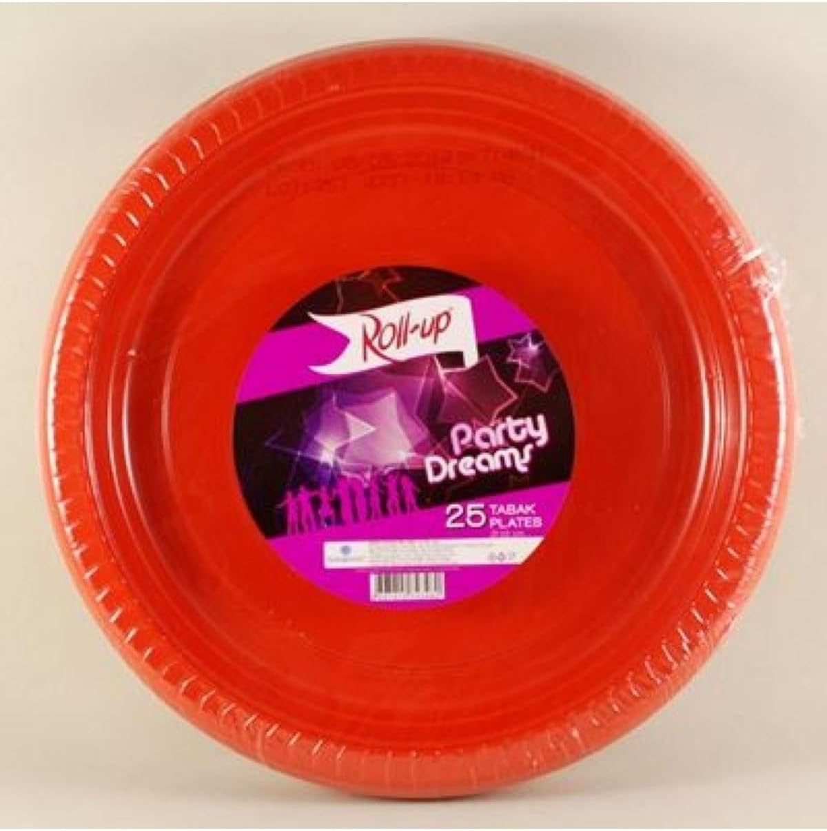 & Rainbow Plastik Kırmızı Renkli Parti Tabak 25 Li Yuvarlak 22 Cm
