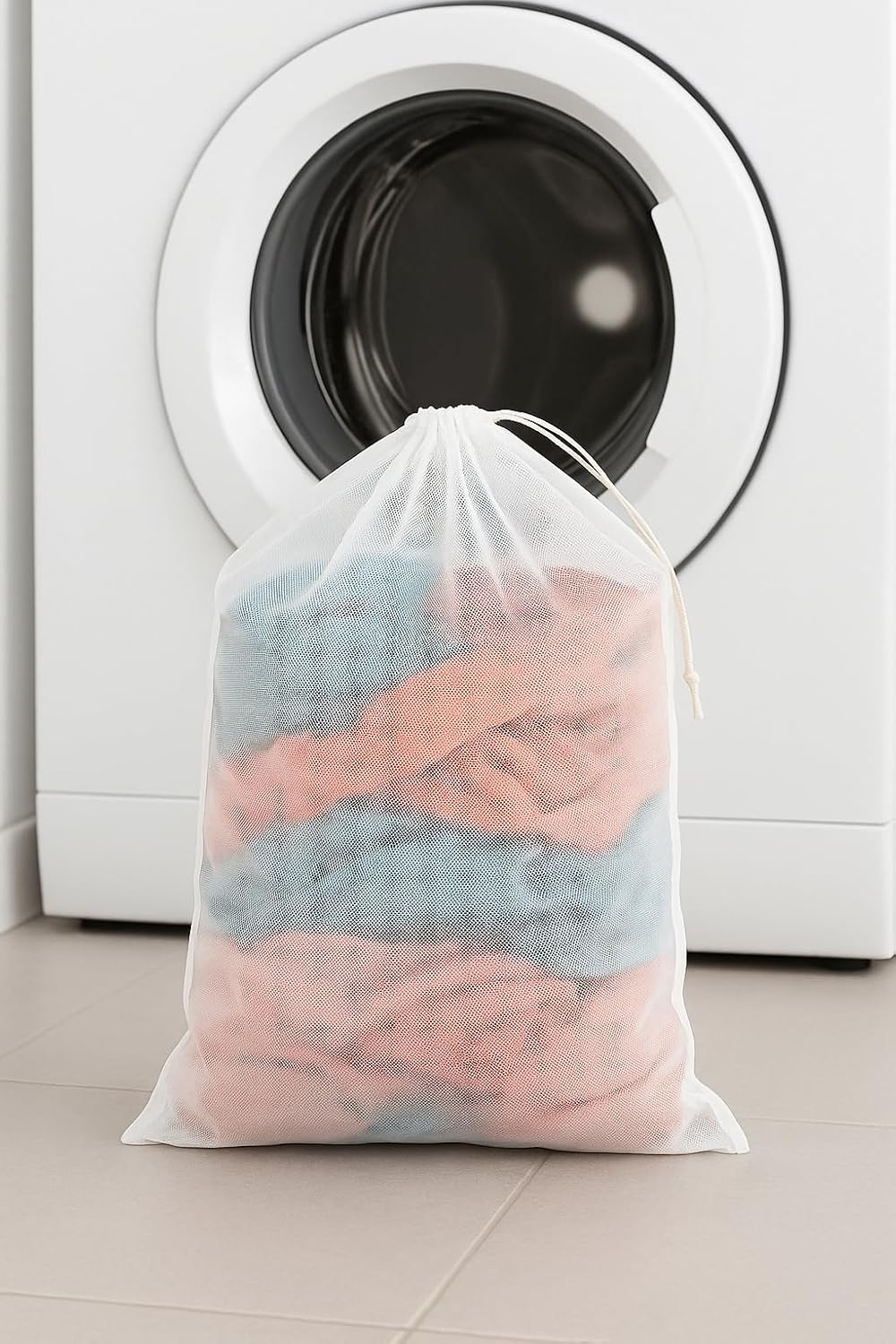 Çamaşır Yıkama Filesi,%100 Polyester File, Beyaz, 60x40 cm, 2'li Set, Ayakkabı ve Kıyafet İçin
