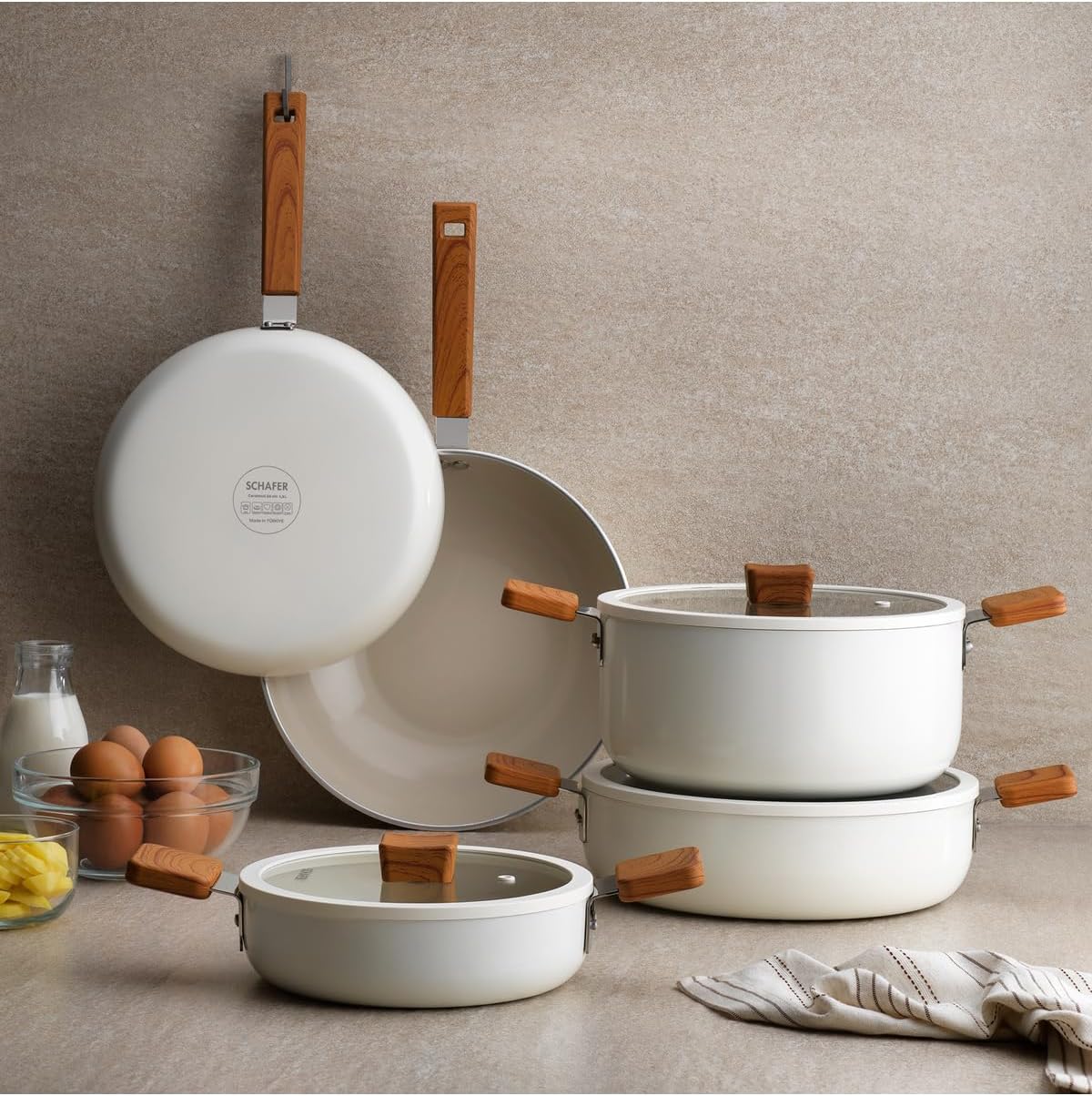 Alternative view of Ceramoni Seramik Basık Tencere 28 Cm-Krem