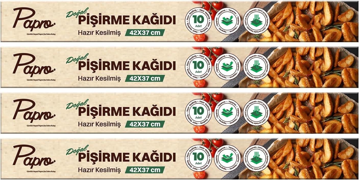 Alternative view of Doğal Fırın Pişirme Kağıdı 40 Yaprak (4x10), 37x42 cm Kesilmiş Yağlı Kağıt, Yapışmaz PFAS Free Fırın Kağıdı (37x42, 4 paket, 40.0)