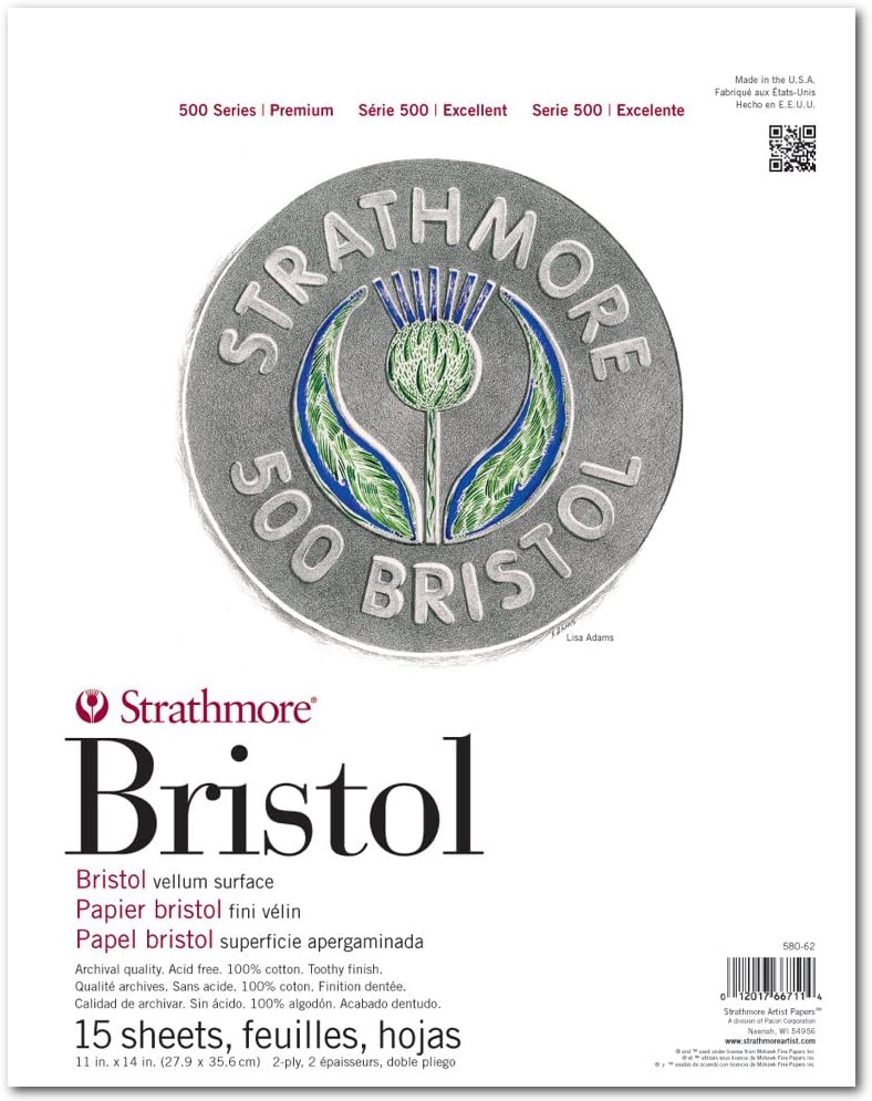 Strathmore (580-62 500 Serisi Bristol, 2 Katmanlı Parşömen Yüzeyi, 27,9 x 35,6 cm, Beyaz, 15 Yaprak - Görsel 3