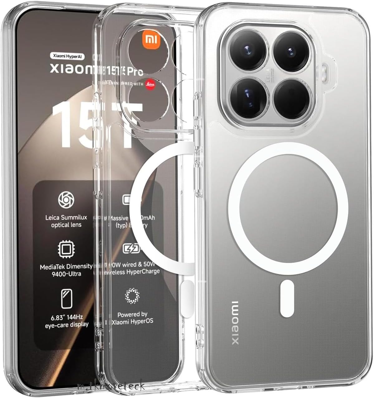 Alternative view of - Xiaomi Mi 15T Pro ile uyumlu Kılıf Kamera Korumalı MagSafe ile uyumlu Şarj Özellikli Şeffaf Silikon Kapak - London - Şeffaf
