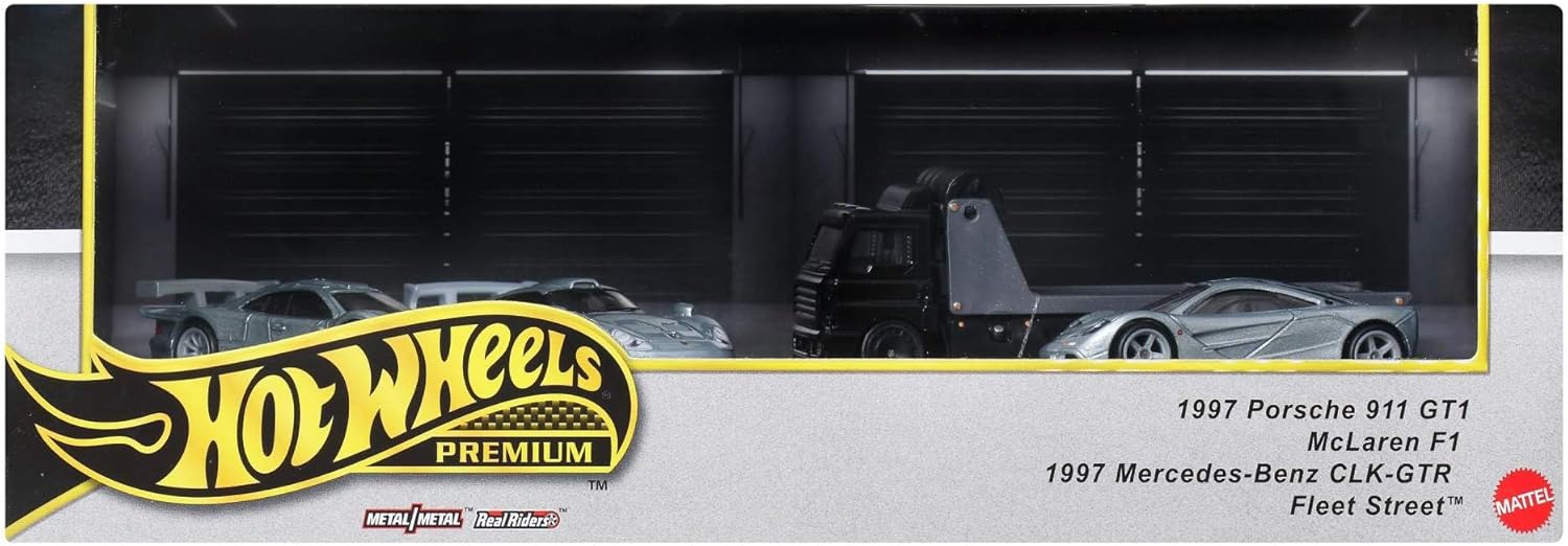 Premium Collector sergilenmeye uygun setler, 3 adet 1:64 ölçekli araba ve 1 adet 1:64 ölçekli Team Transport araç, Metal/Metal şasi ve Real Riders tekerlekler, JBM07 - Görsel 3