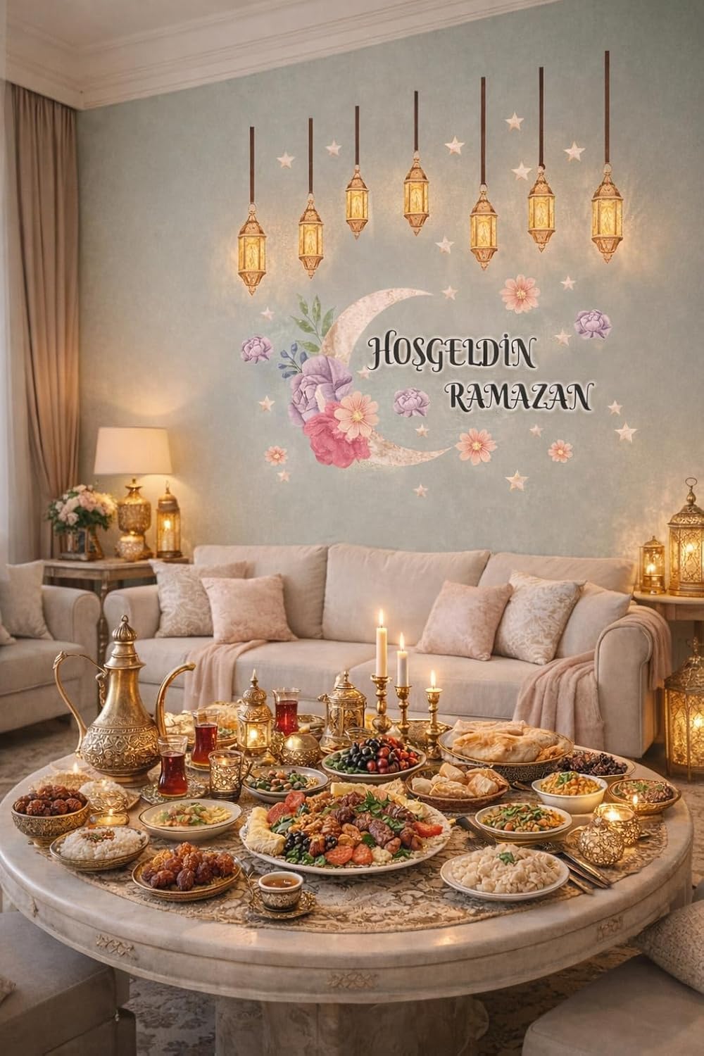 Sticker Hoş geldin Ramazan Dekorlu Ahşap Kapı Süsü, Ramazan Süsleri, Ramazan Tavan Süsü Ramazan Ürünleri 2026 - Görsel 3