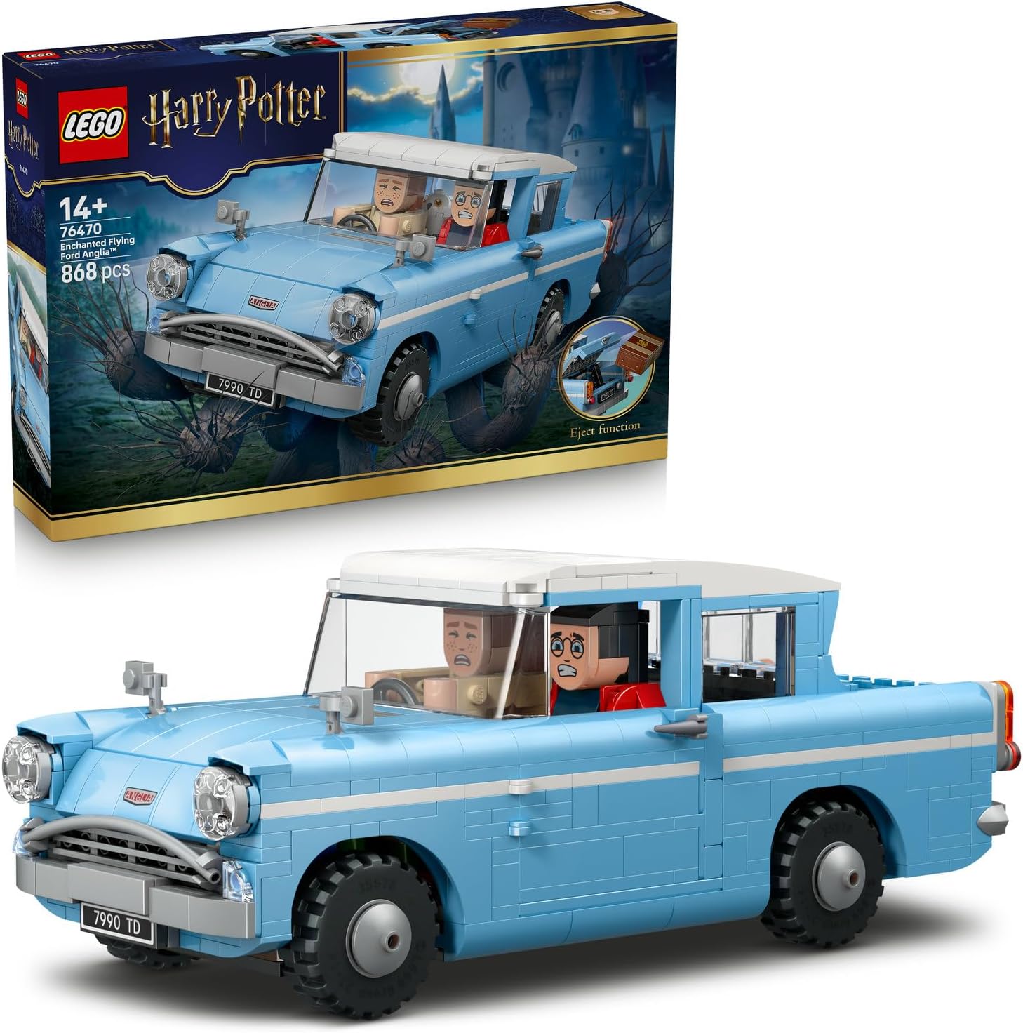 Harry Potter Sihirli Uçan Ford Anglia 76470-14 Yaş ve Üzeri Çocuklar için Parçalarla İnşa Edilen Ron ve Harry Figürleri ile Hedwig İçeren Yaratıcı Oyuncak Yapım Seti, Hediye Fikri (868 Sayfa) - Görsel 3