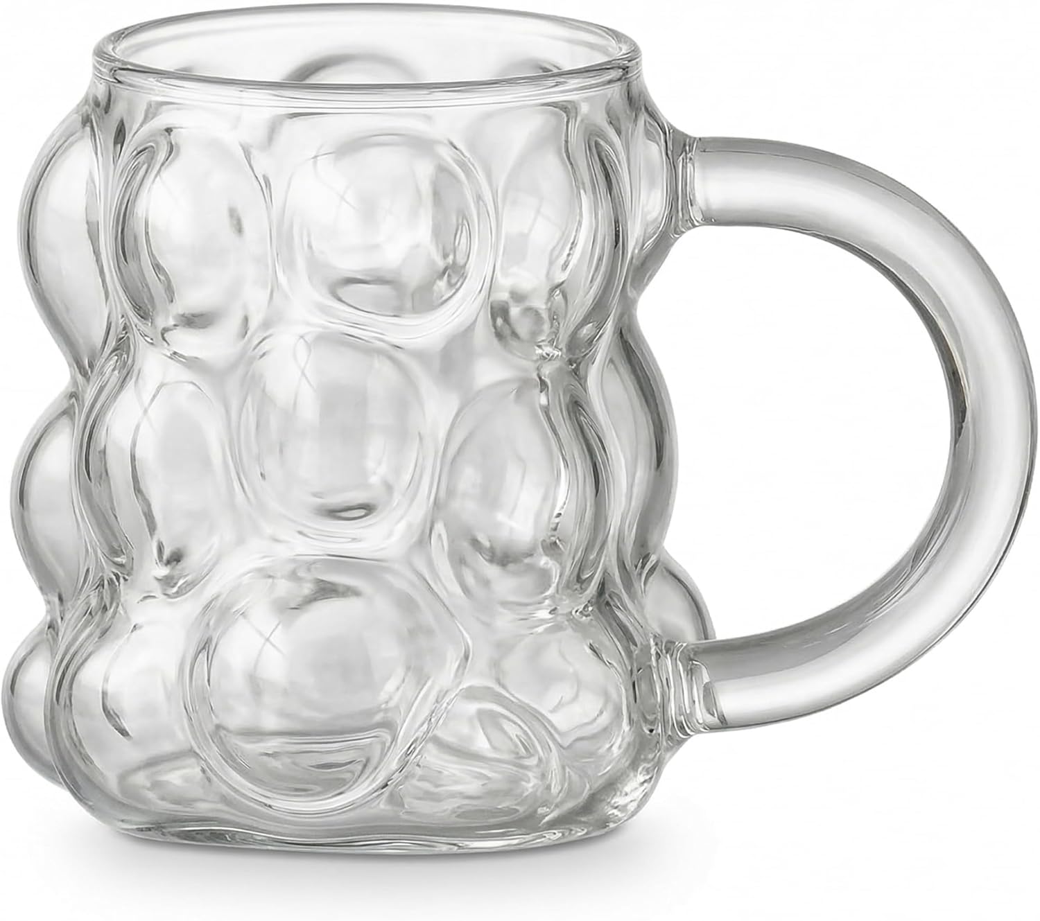 Alternative view of Boncuk Desenli Borosilikat Cam Bardak, 350 Ml Geniş Kapasite, Isıya Dayanıklı Yapı, Bulaşık Makinesinde Yıkanabilir, Ev Ofis Restoran İçin Uygun Kulplu Kahve Espresso Sunum Bardağı