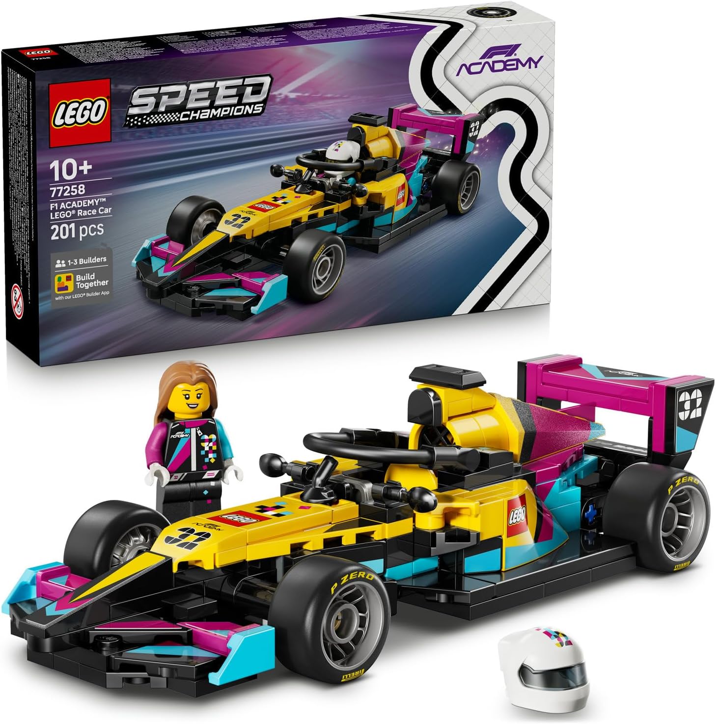 Speed Champions F1 ACADEMY Yarış Arabası 77258-10 Yaş ve Üzeri Çocuklar için Kasklı ve Peruklu Bir Kadın Sürücü Minifigürü İçeren Yaratıcı Oyuncak Yapım Seti, Hediye Fikri (201 Parça) - Görsel 3
