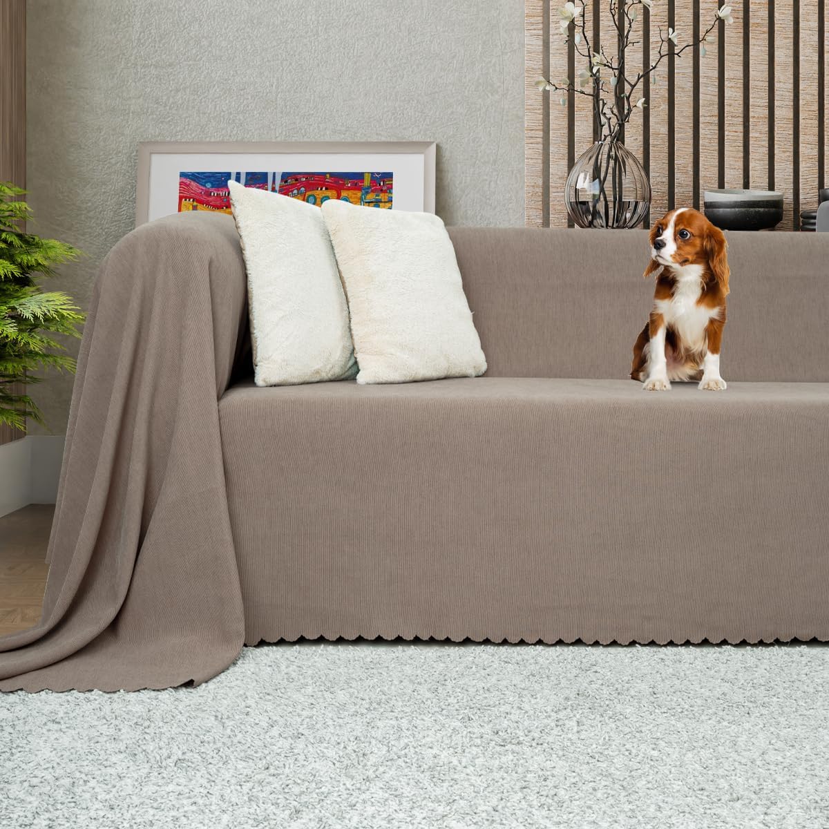 CONCEPT Koltuk Örtüsü Şönil Kaymaz Çift Taraflı Çekyat Örtüsü Koltuk Şalı 175x300 - KAPUÇİNO