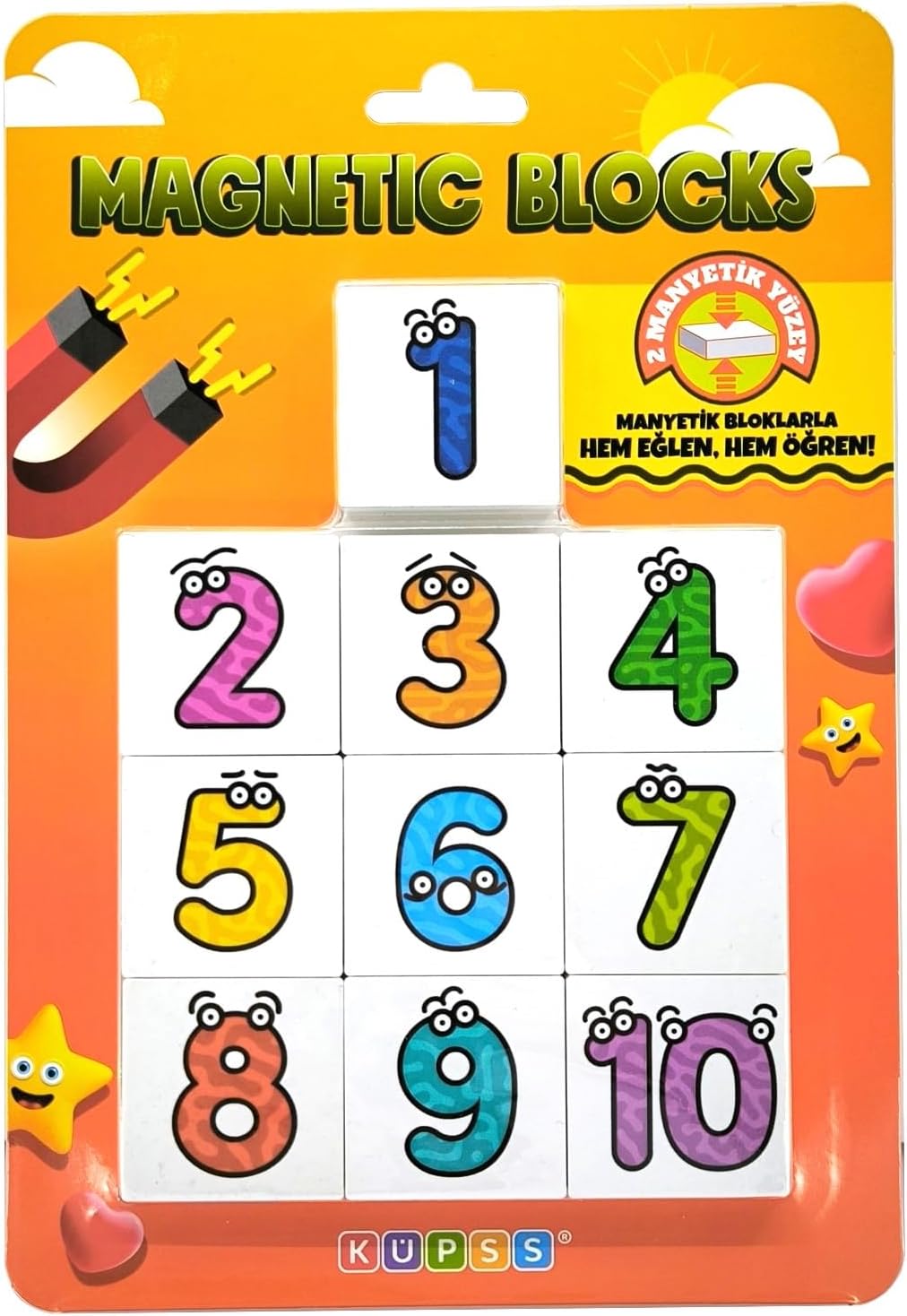 Manyetik Sayı Blokları - Number Blocks - Eğitici Oyuncak Mıknatıslı Blok Sayılar - Çift taraflı