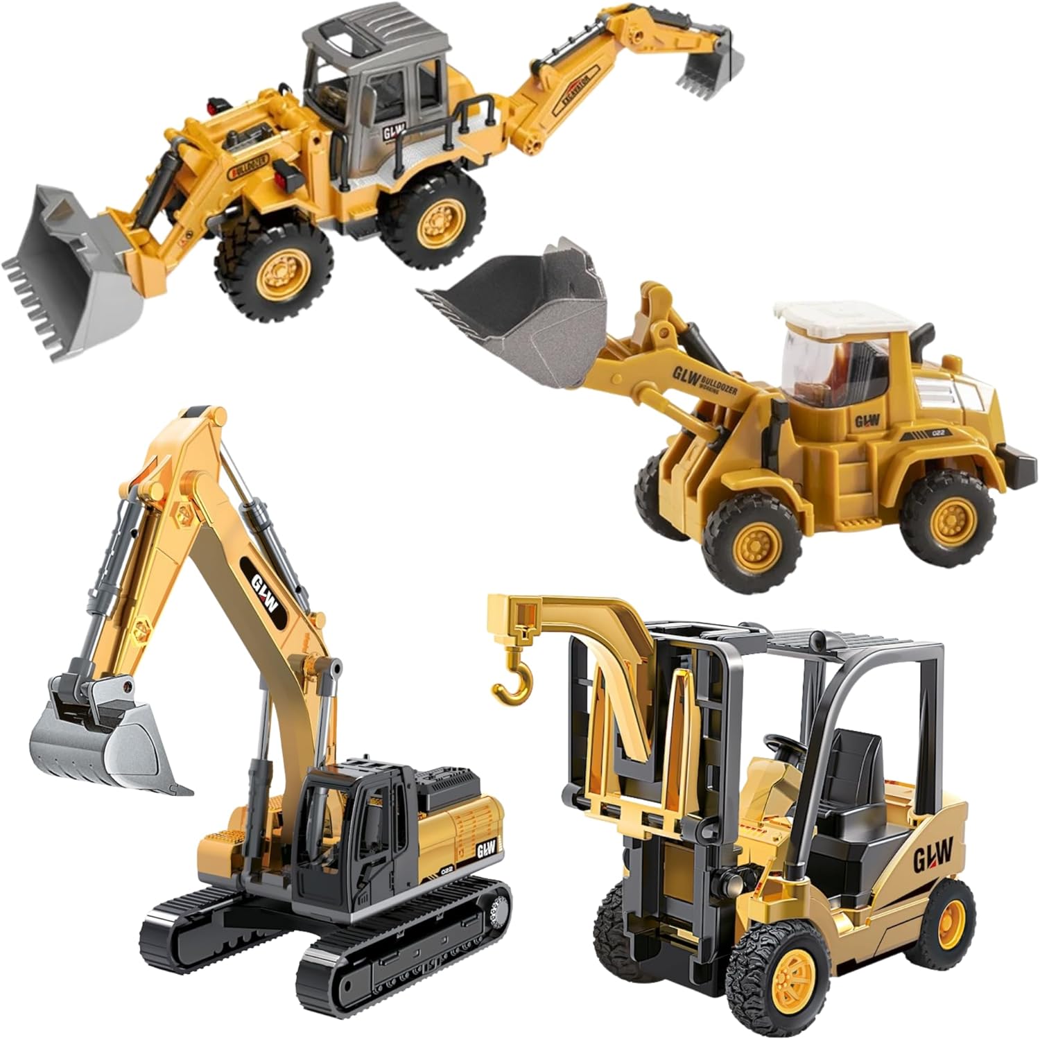 /Oyuncak Kutulu Metal Başlıklı İş Makinaları Seti Kepçe Bulldozer Forklift 4 Ü 1 Arada Set Sürtmeli 1:70 Ölçek Full Metal Başlık RC İş Makinası Setleri - Görsel 3