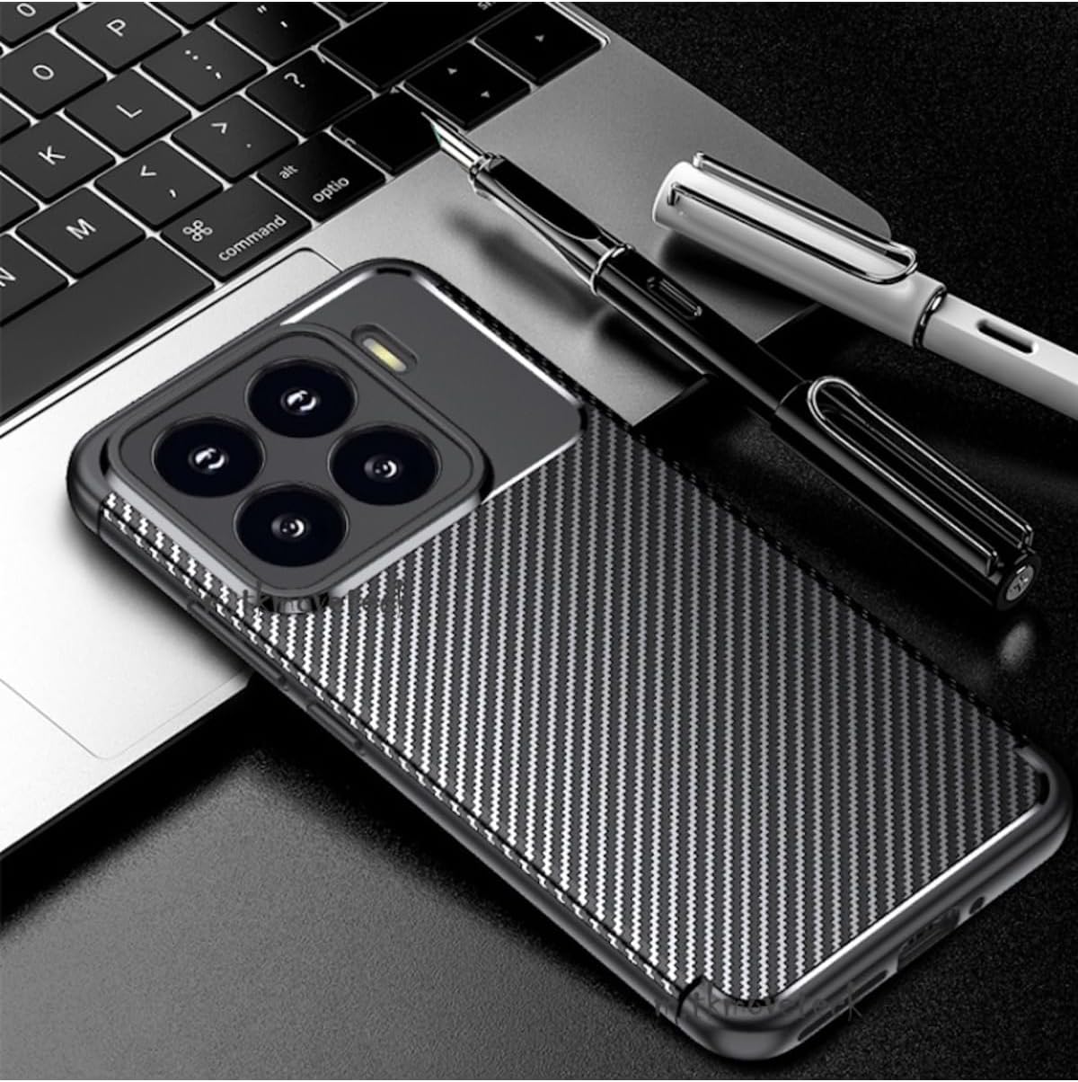 Alternative view of - Xiaomi ile uyumlu Mi 15t Pro Kılıf Kamera Korumalı Karbon Desenli Uzun Ömürlü Renk Atmaz Koruyucu Silikon Kapak