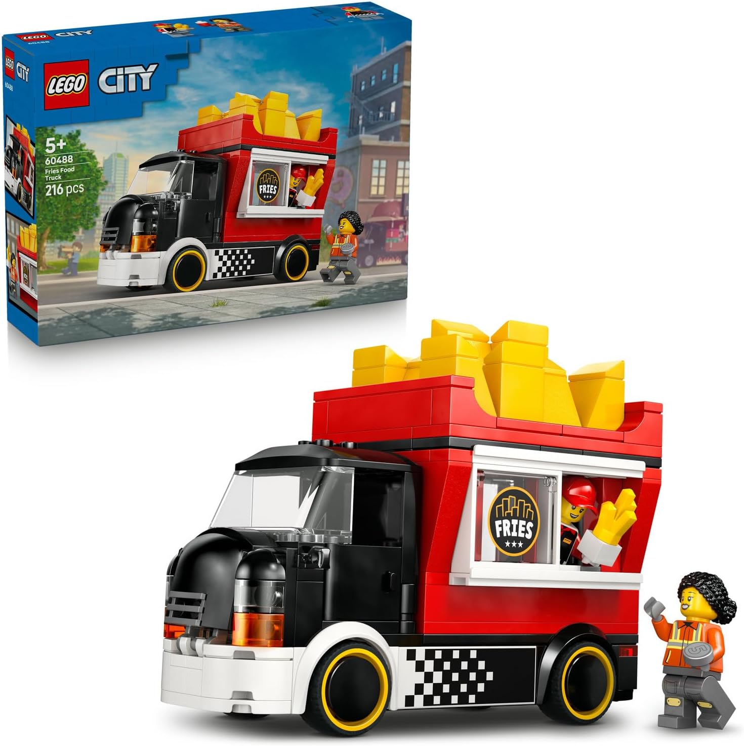Alternative view of City Patates Kızartması Kamyonu 60488 – 5 Yaş ve Üzeri Çocuklar için Satıcı ve Müşteri Minifigürü ile Yemek Aksesuarları İçeren Yaratıcı Oyuncak Yapım Seti, Çocuklar için Hediye Fikri (216 Parça)