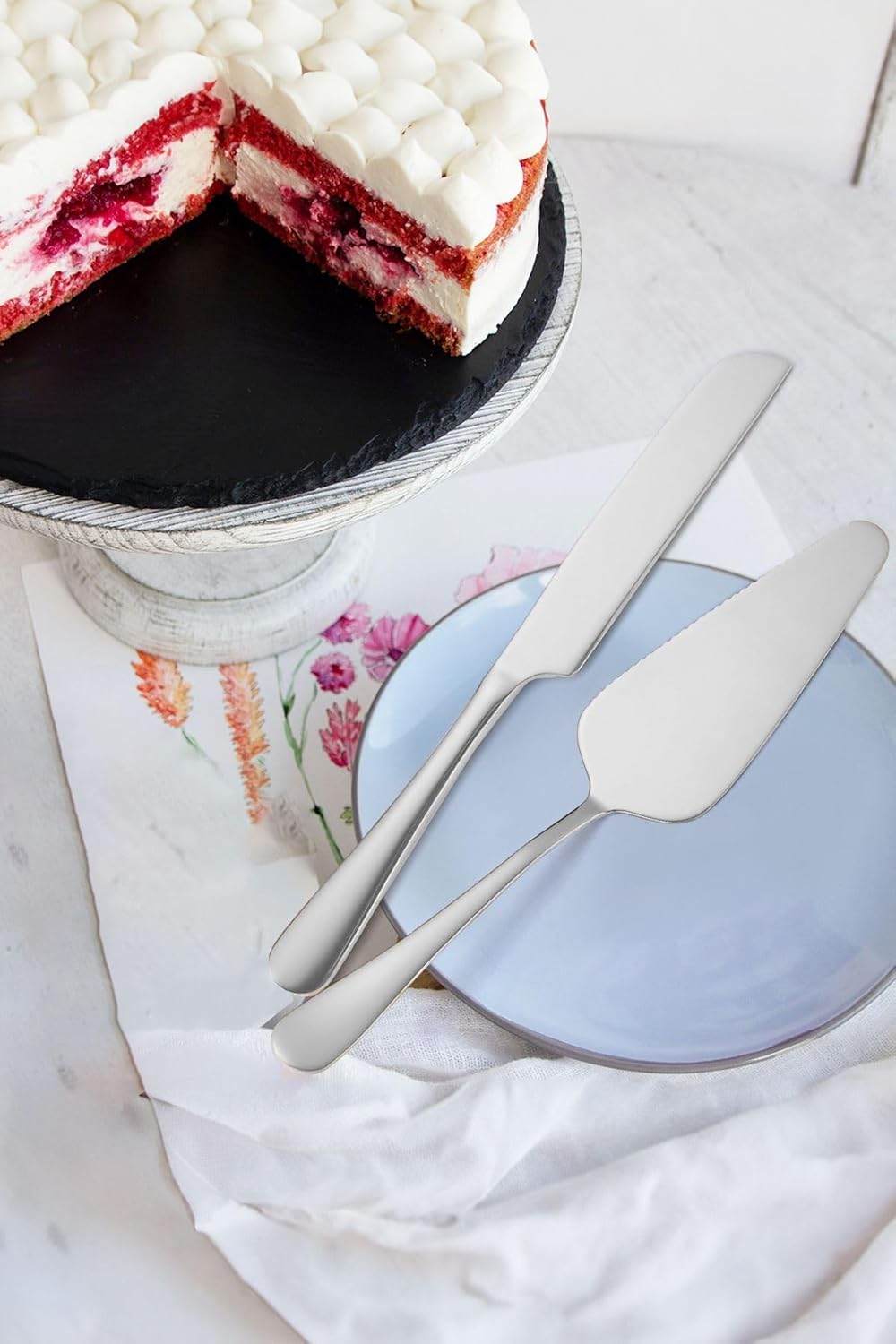 Çelik Silver Pasta Spatula Bıçak Seti Kek Sunum cin615by