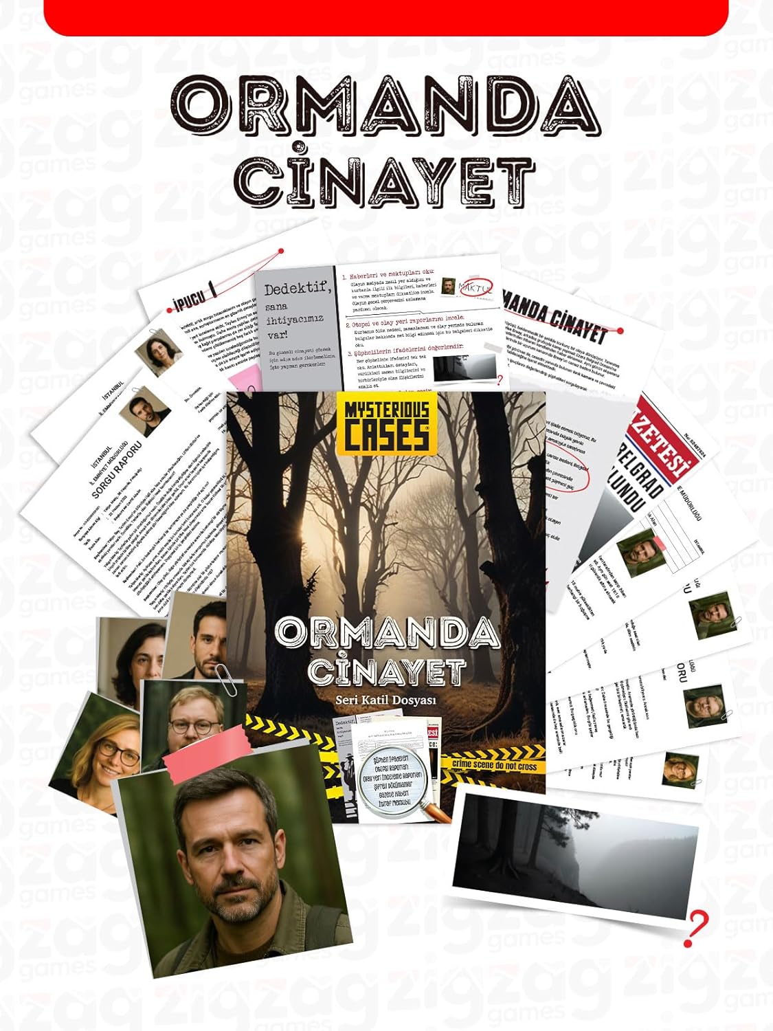 Cases Ormanda Cinayet, Seri Katil Dosyası, Dedektif Kutu Oyunu, Cinayet Gizemi Temalı, 16+ Yaş, 1-5 Oyuncu - Görsel 3