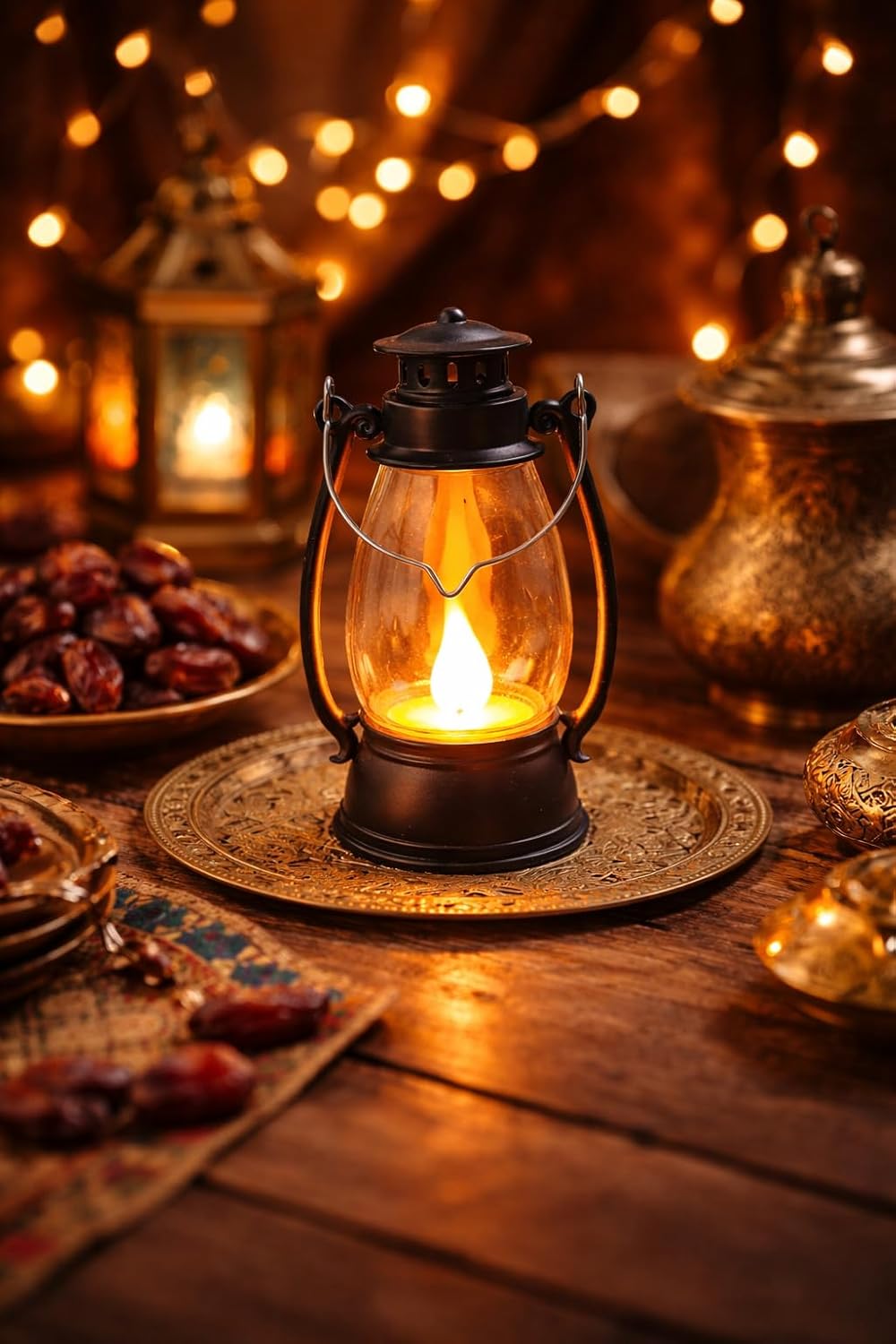 Alternative view of Pilli led ışık, Askılı Fener Süsü SARI Işıklar Peri Işıkları Aydınlatmalı Şerit Led Ramazan Süsü Led Işık Kurşuni Siyah