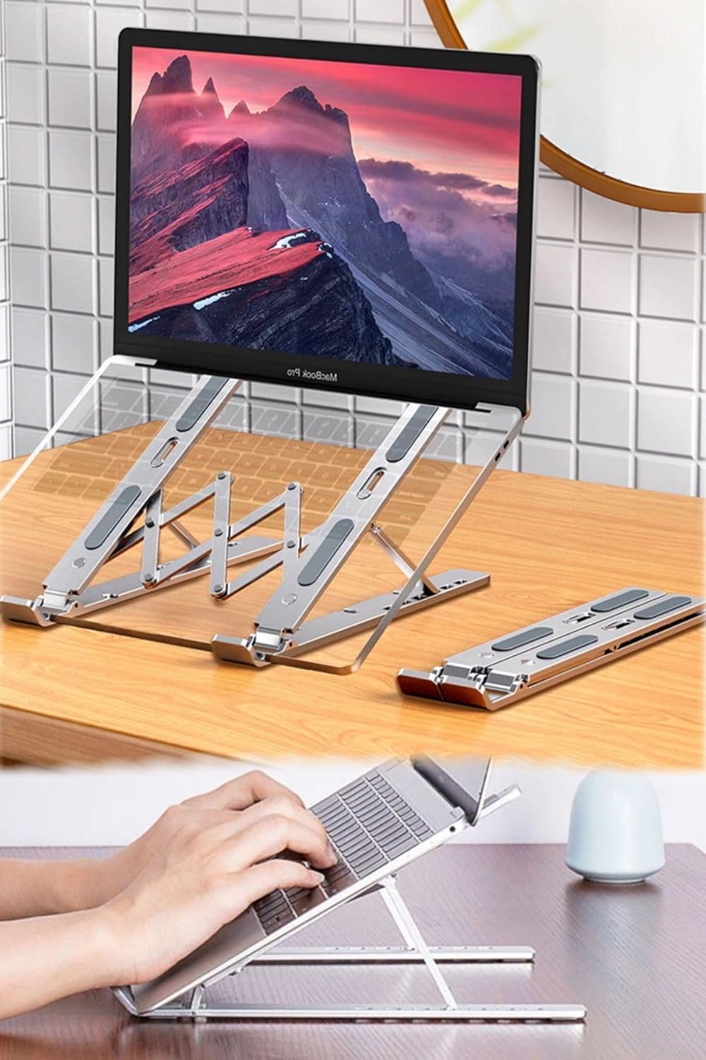 Alternative view of Dizüstü Laptop Yükseltici Alüminyum Stand, Tek Beden, CHRMK12967, Gümüş, Erkek
