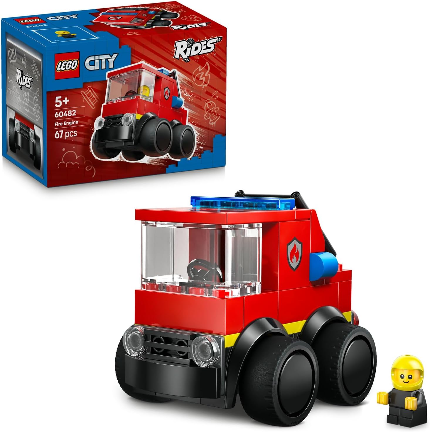 Alternative view of City Araçlar - İtfaiye Kamyonu 60482 – 5 Yaş ve Üzeri Erkek ve Kız Çocuklar için İtfaiyeci Minifigürü İçeren Yaratıcı Oyuncak Yapım Seti, Çocuklar için Eğlenceli Hediye Fikri (67 Parça)