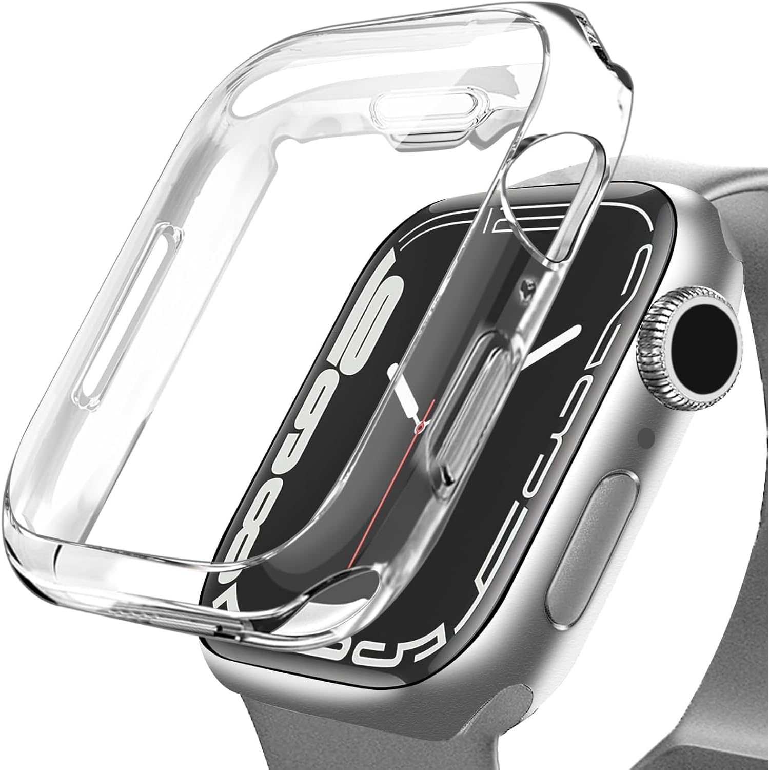 Apple Watch ile Uyumlu Series 10 Şeffaf Kılıf Ekranı Tam Kapatan Silikon Yapılı Ekran Koruma Apple Watch ile uyumlu Series 10 Ekran Koruyucu Şeffaf (46mm)
