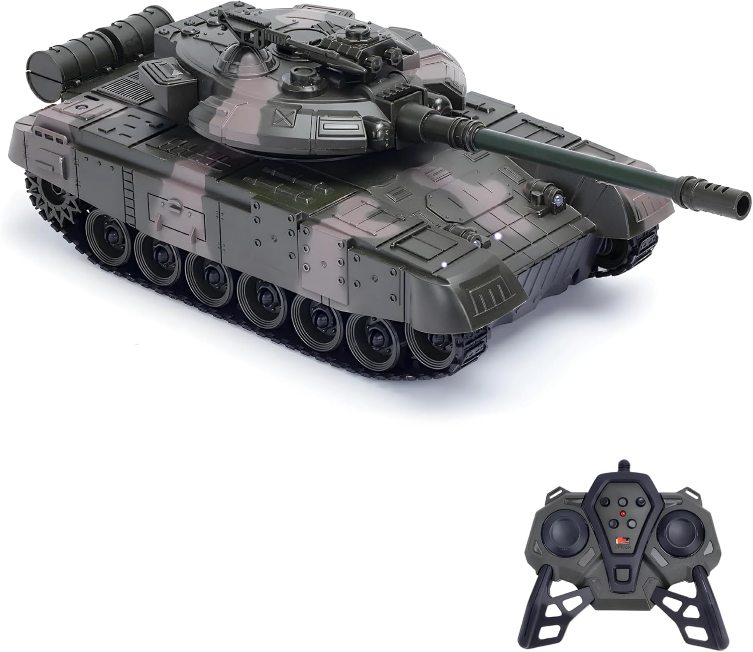 Oyuncak Şarjlı Uzaktan Kumandalı RC Tank 33 cm 360° Döner Gövde ve Namlu Işıklı Sesli Atış Efektli - Görsel 2