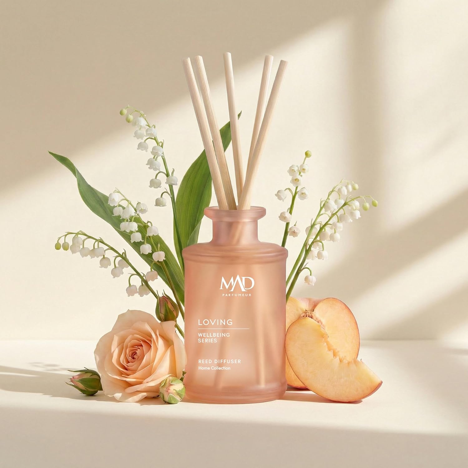 Mad Wellbeing Loving 190 ml, Rattan Çubuklu Ortam Kokusu – Gül, Şeftali ve Amber ile Romantik ve Sıcak Bir Atmosfer - Görsel 3