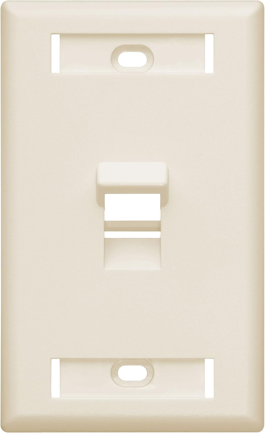 Leviton 42081-1TS 1 Bağlantı Noktalı Açılı QuickPort Duvar Plakası, ID Pencereli, Açık Badem - Görsel 2