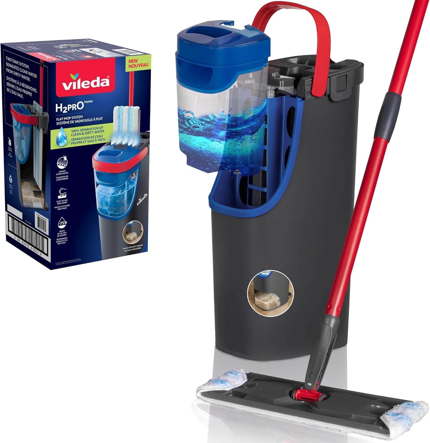 H2PRO%100 Kirli ve Temiz Suyu Ayıran Temizlik Seti & Mikrofiber Mop - Görsel 3