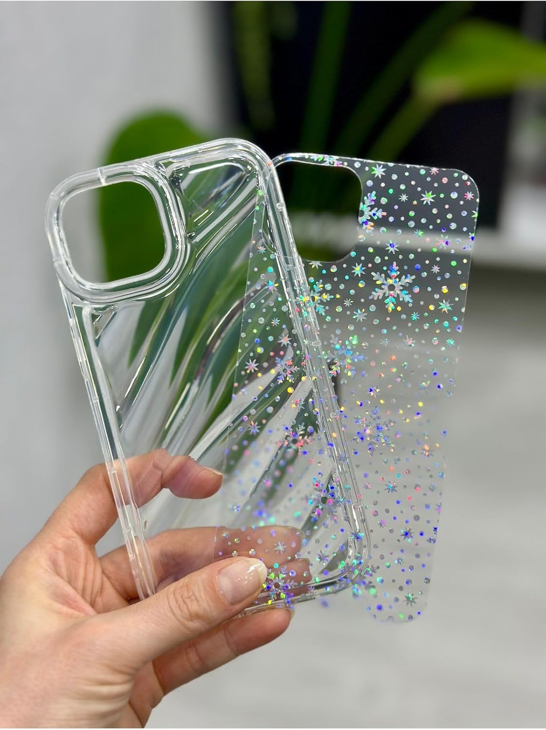 Iphone 13 14 Ve 15 ile Uyumlu 3d Kabartmalı Snow Hologram Şeffaf Silikon Kılıf - Görsel 3