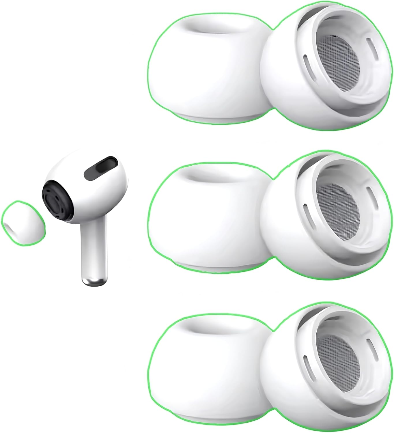 Alternative view of , Apple AirPods Pro 1. ve 2. Nesil ile Uyumlu 3 Farklı Boyutta Silikon Yedek Kulaklık Uçları, AirPods Pro Ear Tips - 3 Sets (S/M/L)
