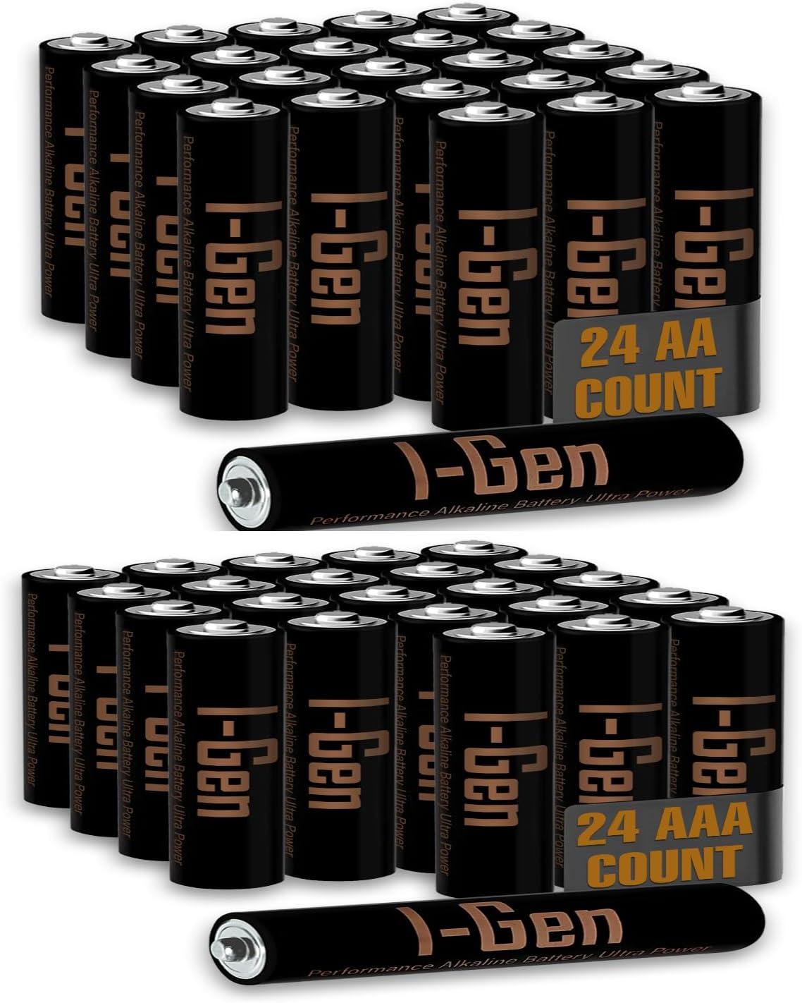 I-Gen A175 Ultra Alkalin 24'lü Paket LR03 1.5V AAA İnce Kalem Pil + 24'lü Paket LR6 1.5V AA Kalem Pil