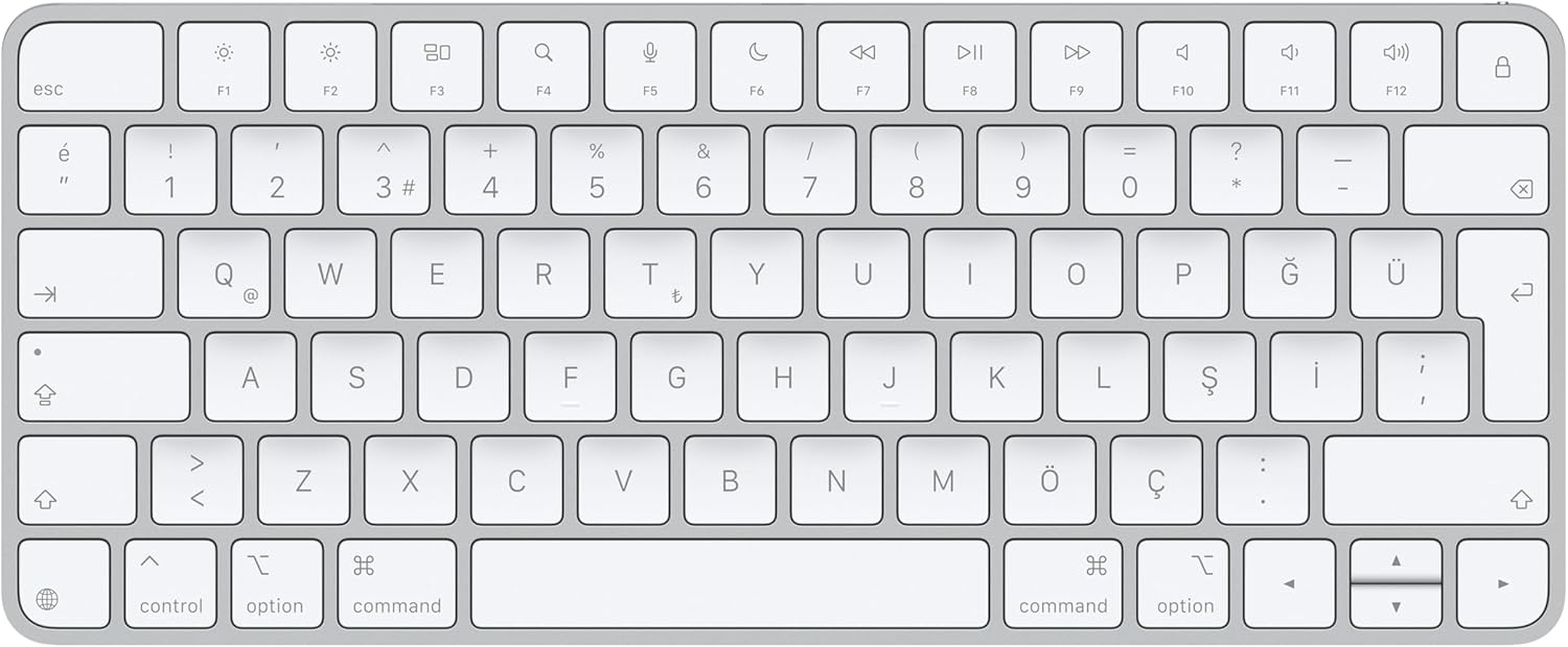 Alternative view of Apple Magic Keyboard: Bluetooth, şarj edilebilir. Mac, iPad ve iPhone ile çalışır; Türkçe Q Klavye, Gümüş Rengi (Lightning)