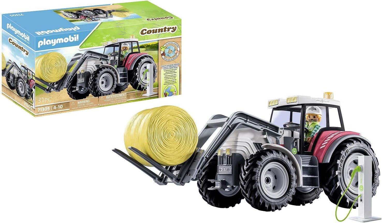 Alternative view of Playmobil Country 71305 Büyük Traktör, Elektrikli Traktör, Katlanır Çatılı ve Elektrik Şarj Istasyonu, 4 Yaşından Büyük Çocuklar İçin Oyuncak