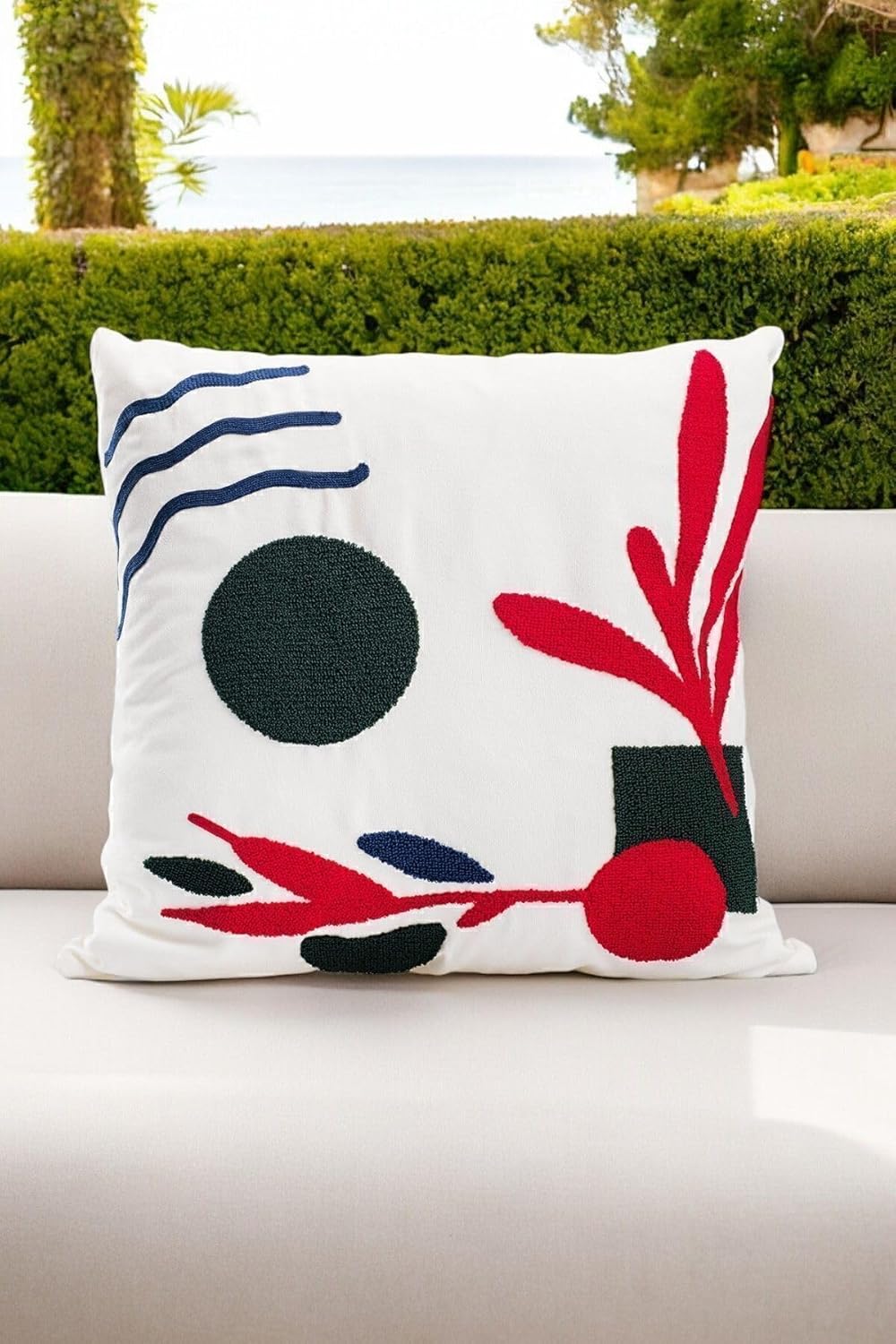 Alternative view of Bohem 45X45 Özel Tasarım Punch Panç Süzene Desen Dekoratif Kırlent Kılıfı Modern Beyaz 60