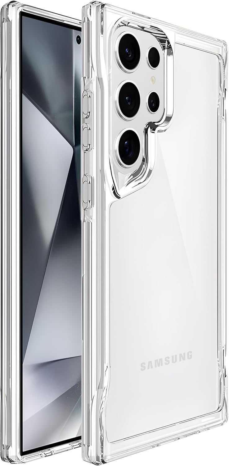 Galaxy S24 Ultra İçin Crystal Armor Serisi Şok Emici Yumuşak Silikon Kenar Arkası Sert Polikarbonat Darbeye Dayanıklı Şeffaf Kılıf - Görsel 2
