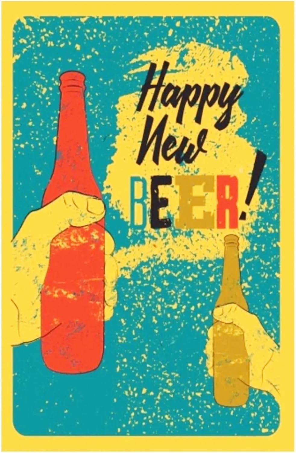 Kuşe Kağıt Duvar Posteri Happy New Beer Retro Vintage Drtr0032