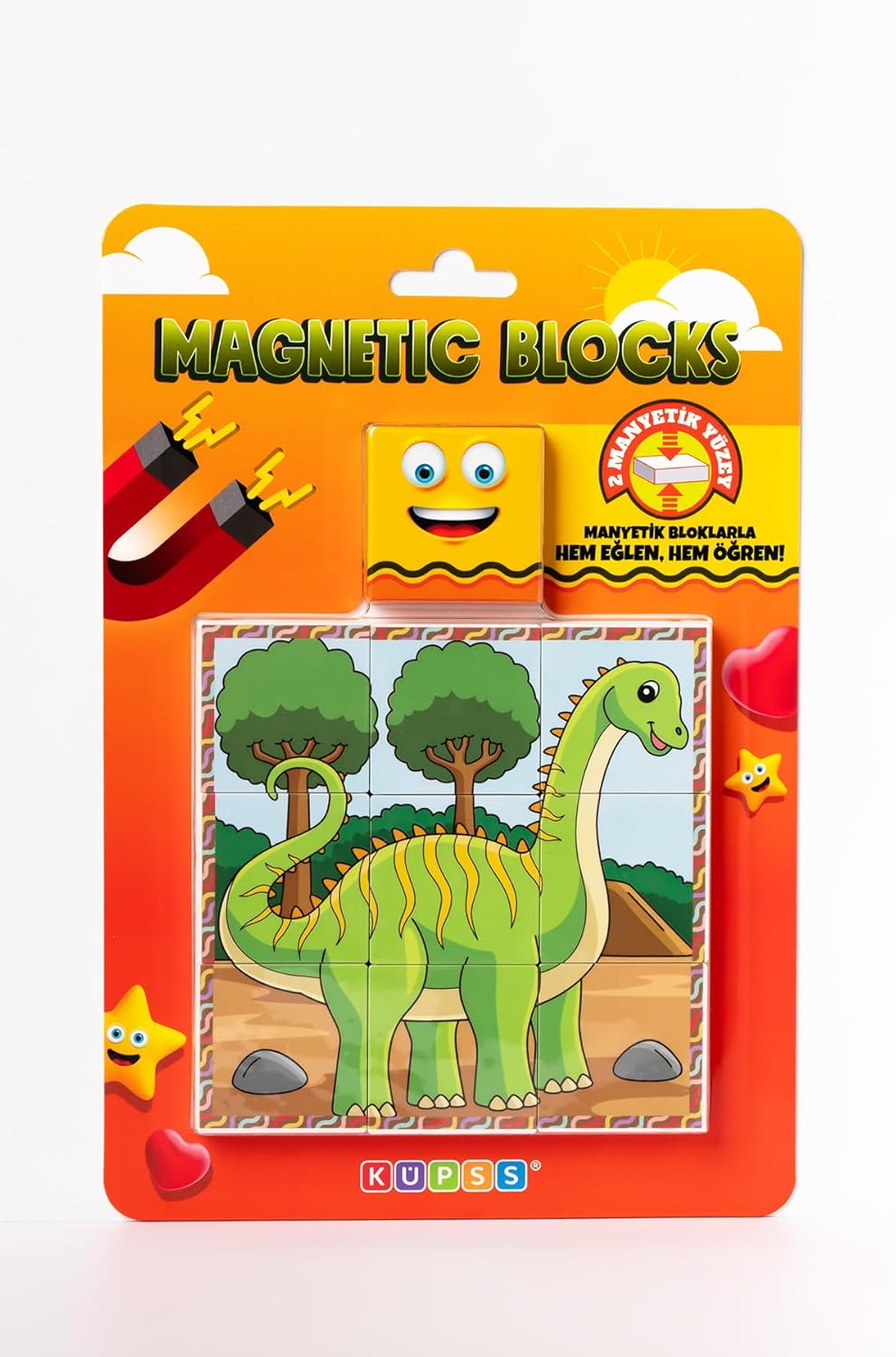 Manyetik Blok Çift Taraflı 9 Parçalı Mıknatıslı DİNOZOR Puzzle - 2 Görsel YapBoz - Görsel 2