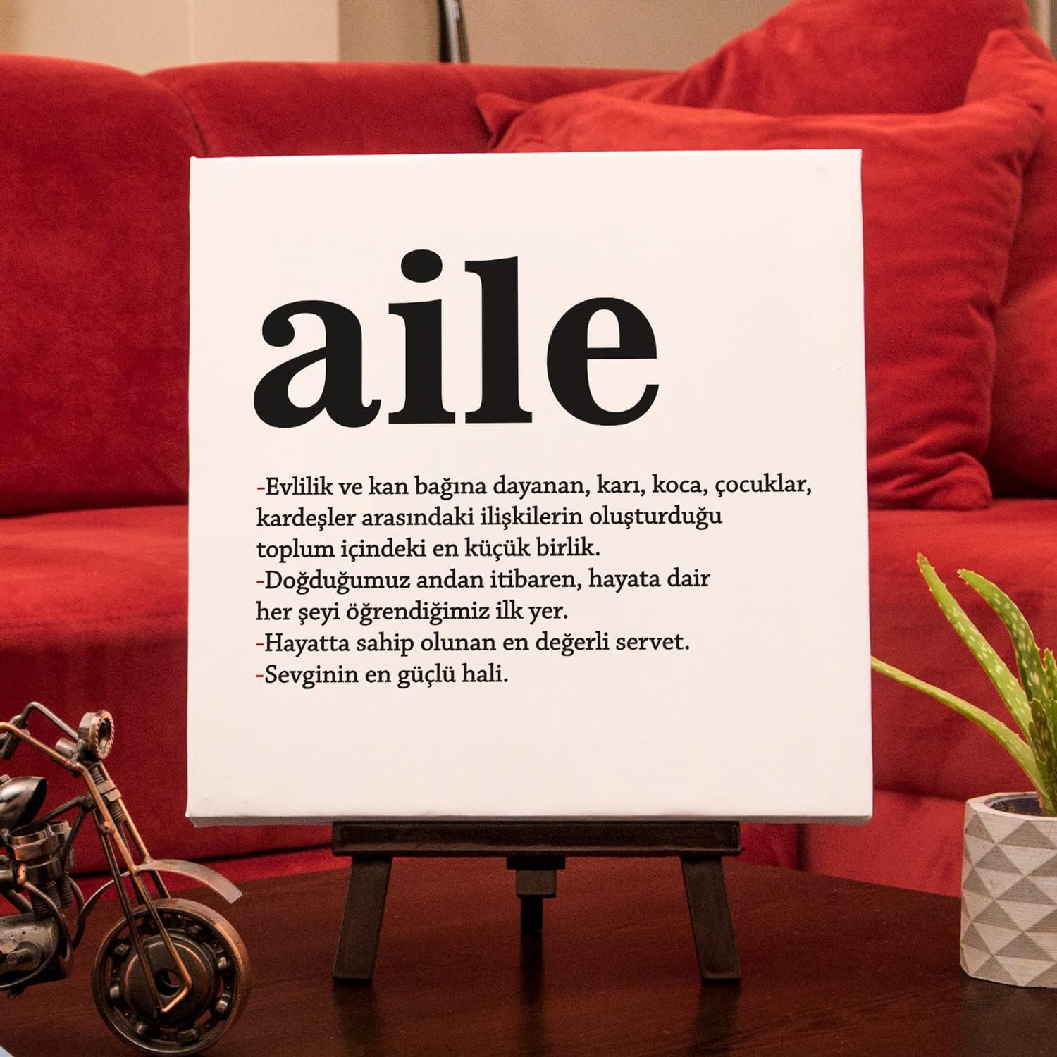 Aile Kelime Anlamlı Kanvas Tablo 25 x 25 cm - Görsel 3