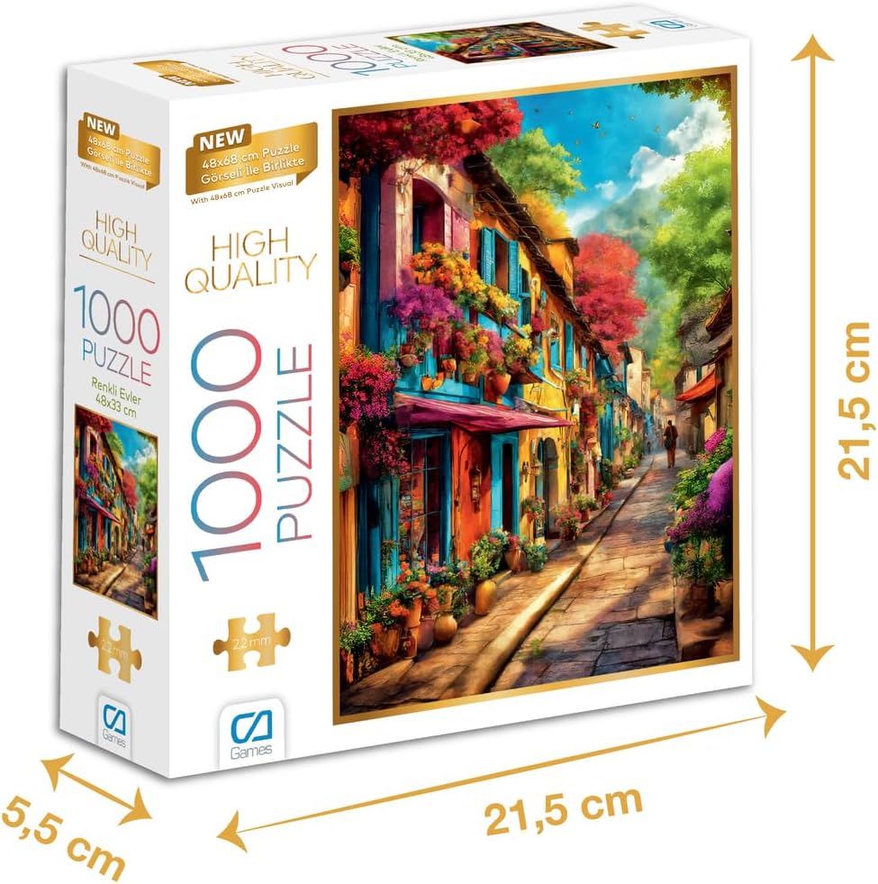 Renkli Evler 1000 Parça 2,2mm Kalınlık 48x68cm Profesyonel Hobi Puzzle Yapboz Serisi - Görsel 3