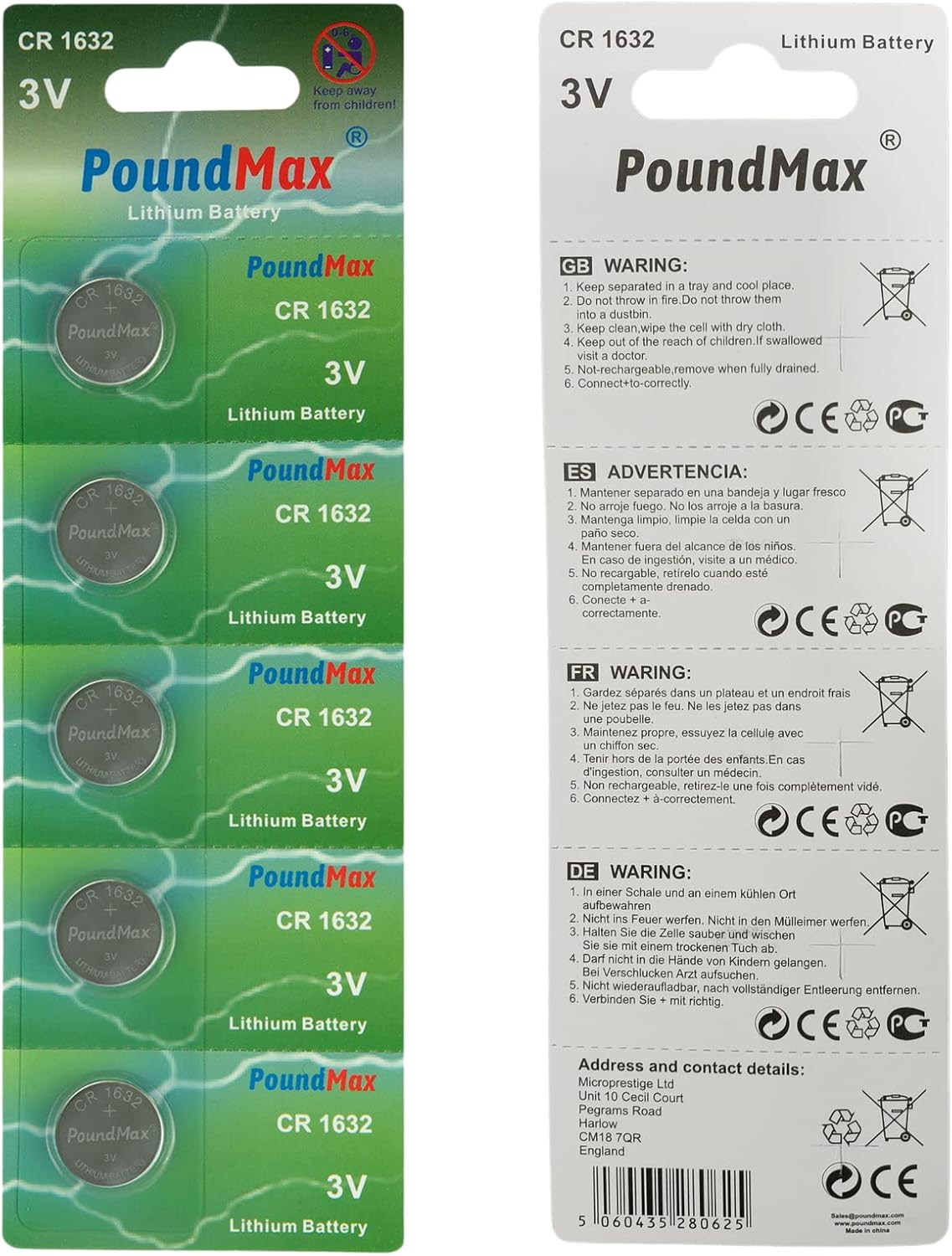 Alternative view of PoundMax 10 x 1632 CR1632 DL1632 3V Lityum Madeni Para Pilleri