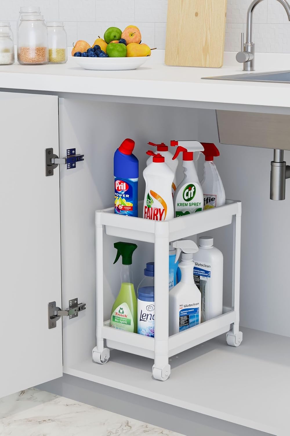 Alternative view of 2 Katlı Tekerlekli Düzenleyici Raf, Banyo Dolabı, Mutfak Tezgah ve Evye Altı