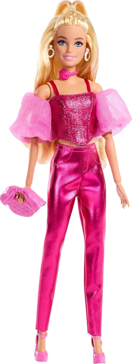Alternative view of Deluxe Style Stil İkonu Metalik pembe korse-pantolon kombini ve aksesuarlarıyla sarı saçlı bebek (5), JFP40