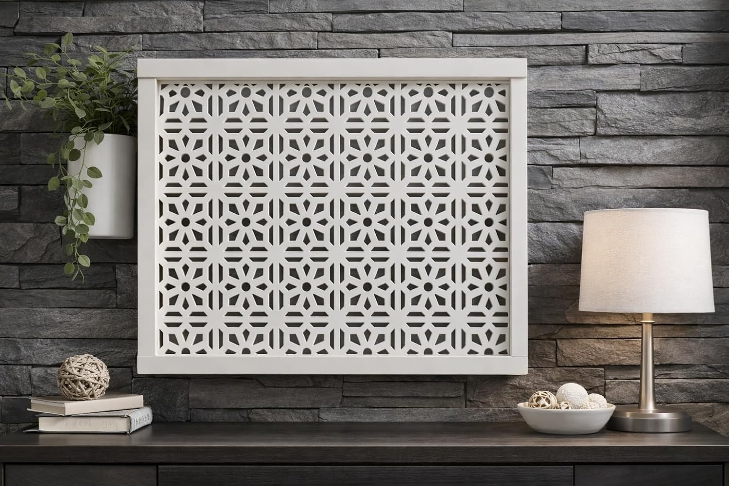 EyluX Modern Dekoratif Duvara Asılabilir Sigorta ve Modem Saklama Kutusu, Ahşap, Beyaz, 25x35x10 cm