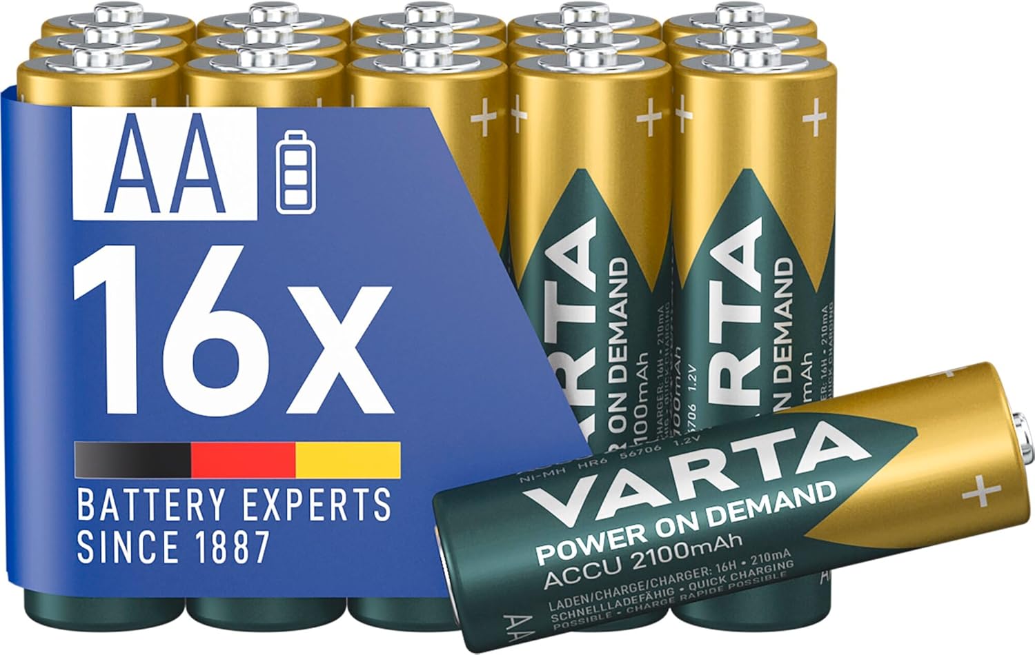 Alternative view of POWER ON DEMAND Rech. Power AA 2100mAh 2x8 Foil