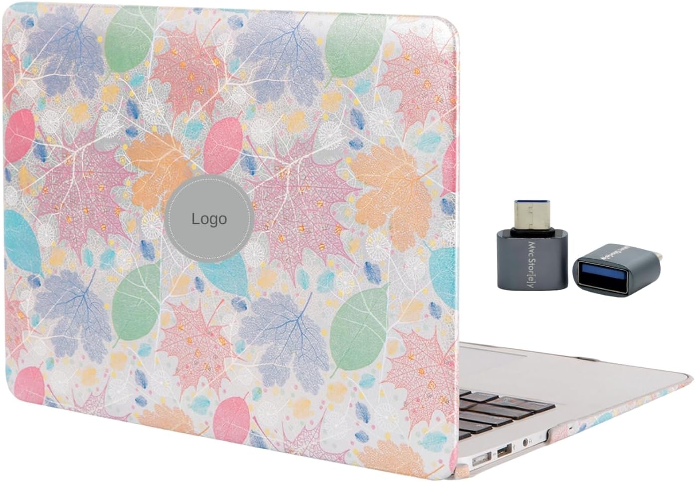 MacBook Air M1 Kılıfı A2337 A2179 A1932 Uyumlu 13.3 İnç Premium Vinleks Deri Kaplama Pastel Yaprak Desenli Hard Case Sert Kapak İnce Hafif Koruyucu Kılıf - Görsel 2