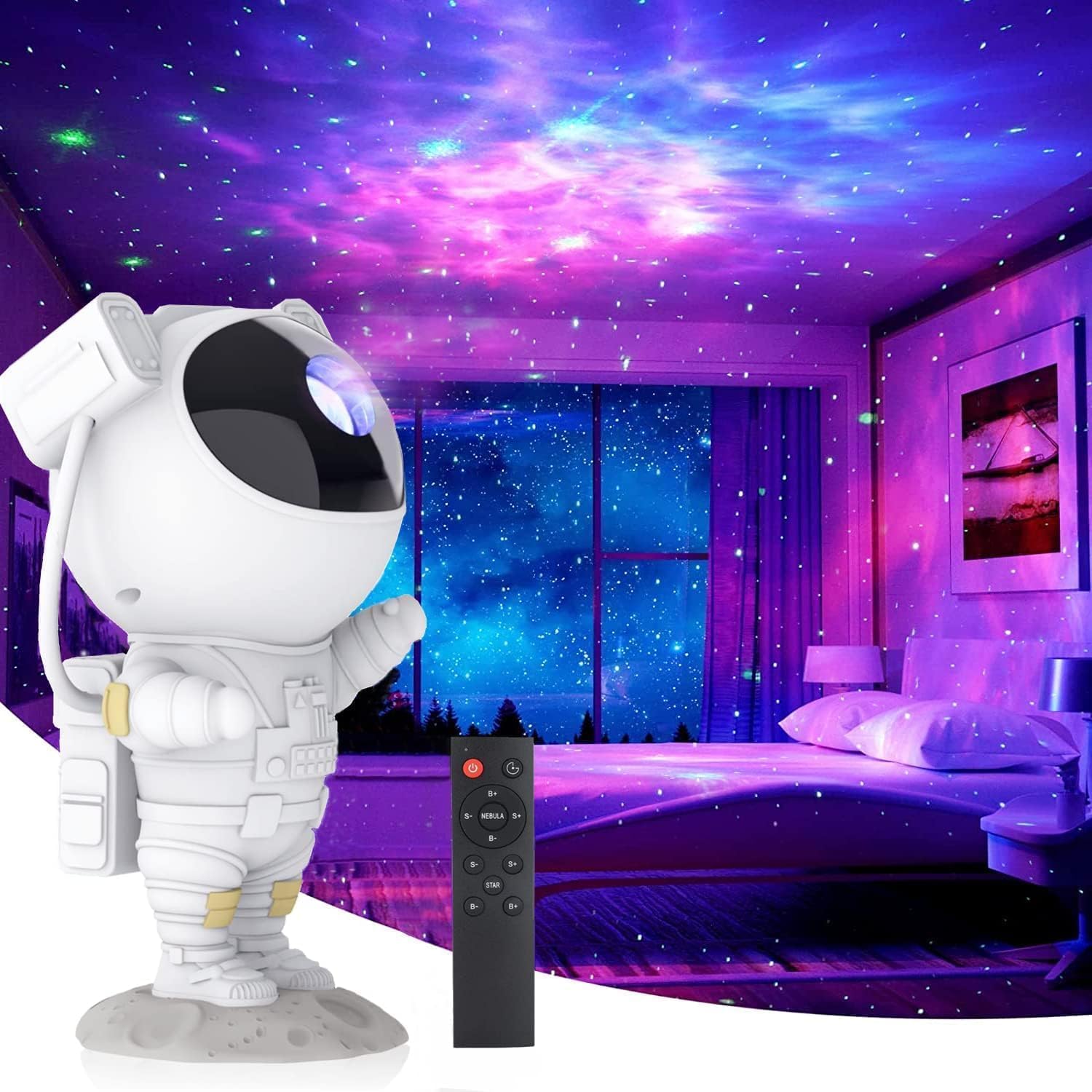 Alternative view of Astronot Gece Lambası Galaxy Projektör, LED Galaksi Işık Projektörü, Uzaktan Kumandalı, Çok Renkli Nebula Yıldızlı Gökyüzü, Yatak Odası için USB Planetaryum Projektörü