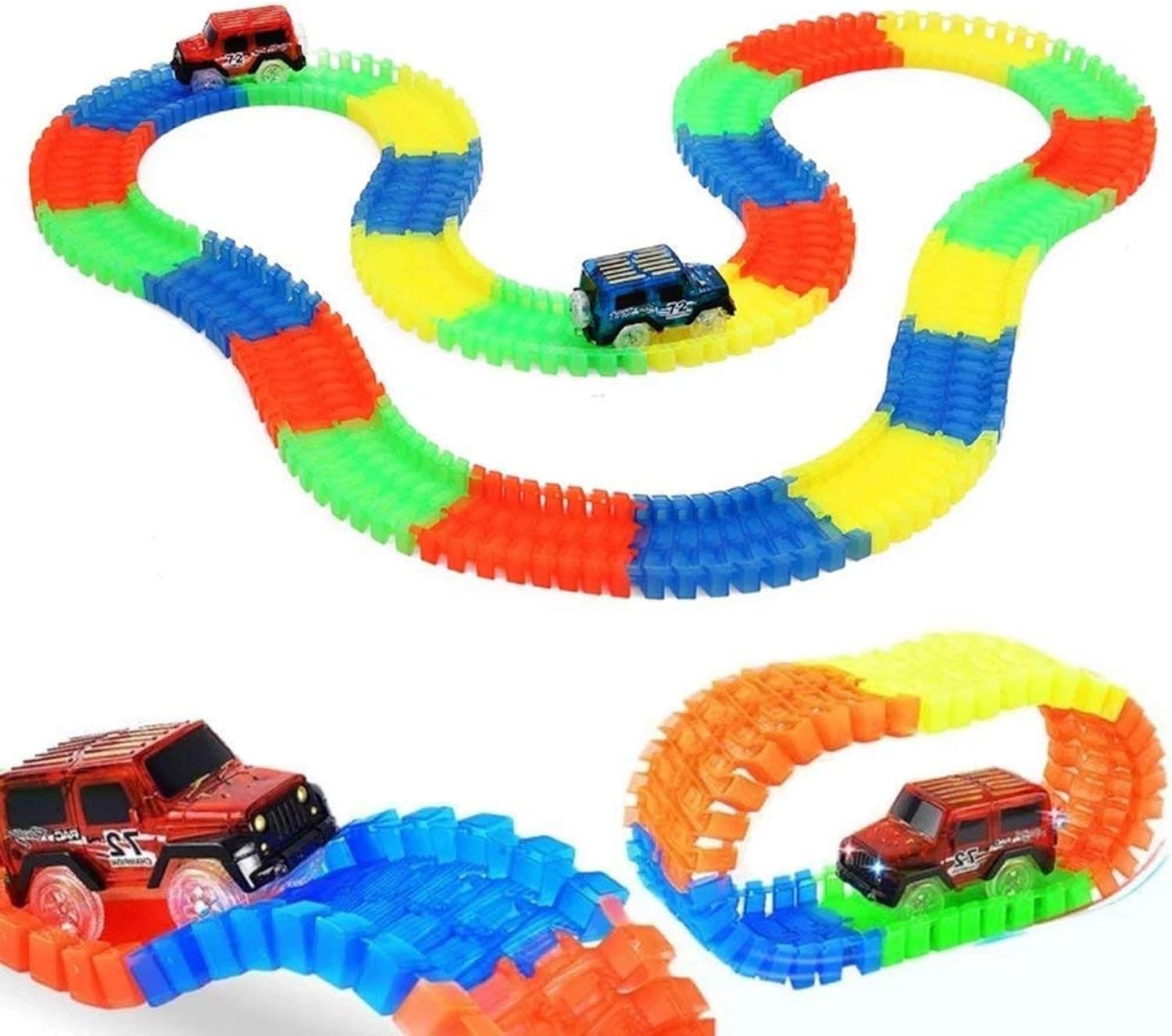 Alternative view of Oyuncak Magic Trucks Hareketli Raylar 384 Parça Magic Trucks 2 Işıklı Arabalı Oyuncak Karanlıkta Parlayan Sihirli Raylar