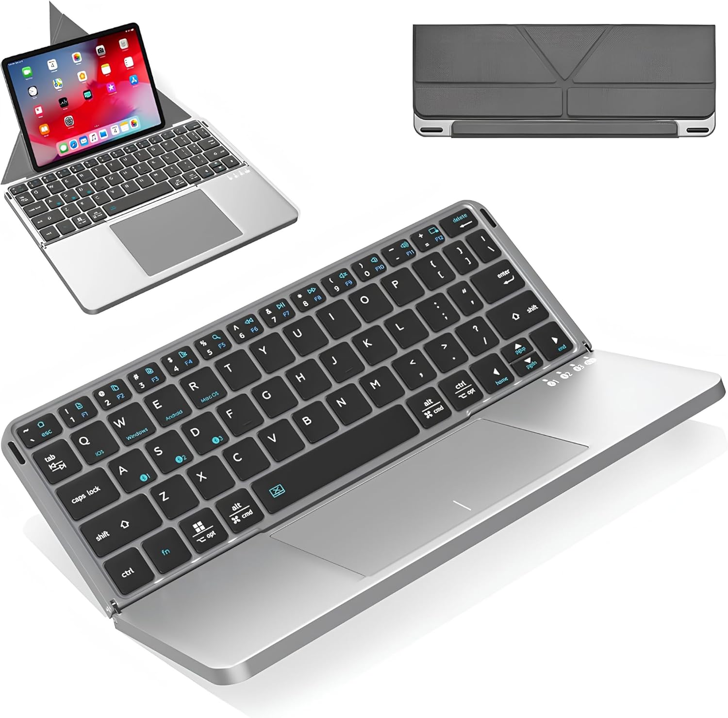 Katlanabilir Türkçe Q Kablosuz Klavye, Tablet Telefon Standlı, Geniş Touchpad, Çoklu Cihaz Bağlantı, Scissor Tuş, 500mAh, Tablet Telefon Laptop Uyumlu Klavye, Siyah (iBOX11)