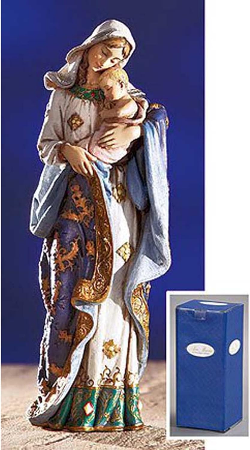 Avalon Gallery Ave Maria Adoring Madonna & Child Heykeli, 18 cm, El Boyaması Katolik Reçine Figürü - Görsel 2